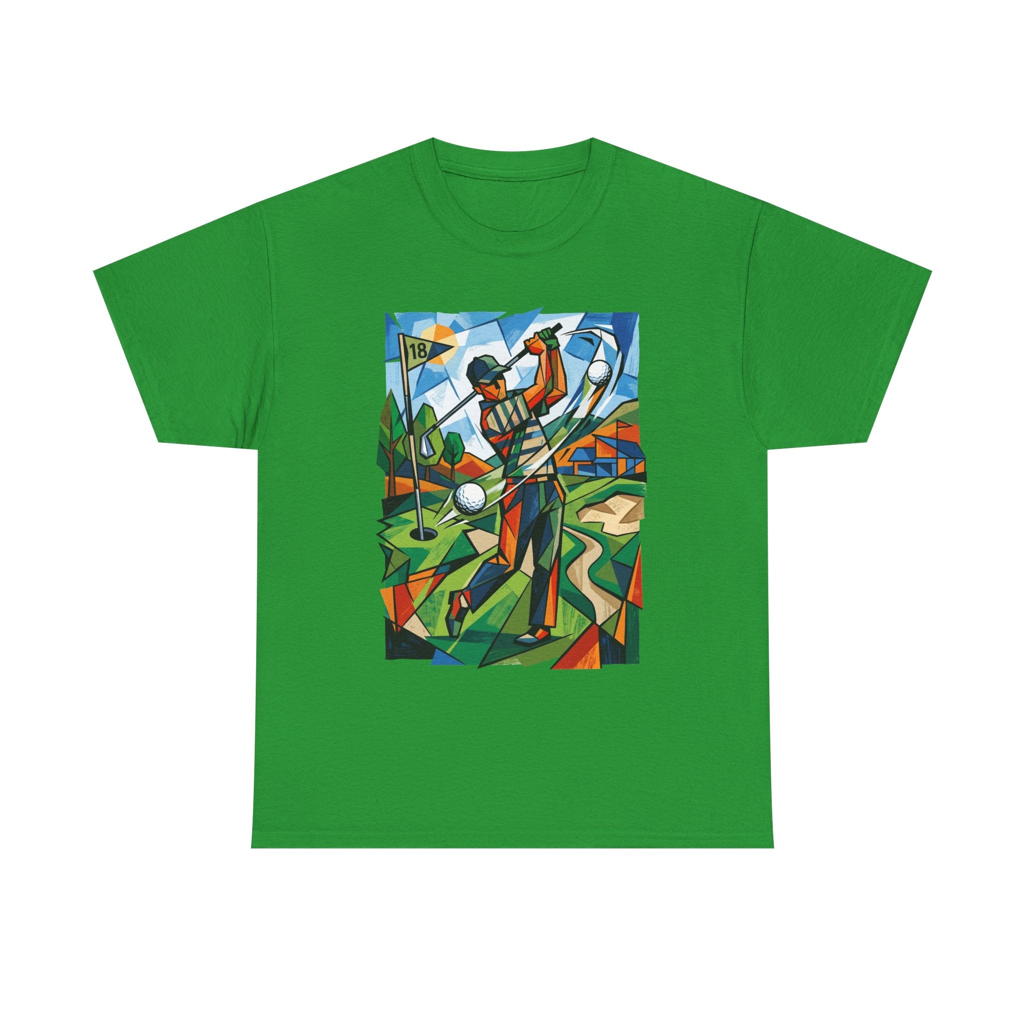 Golf Swing Art T-Shirt — Colorful Cubist Golfer Graphic Tee