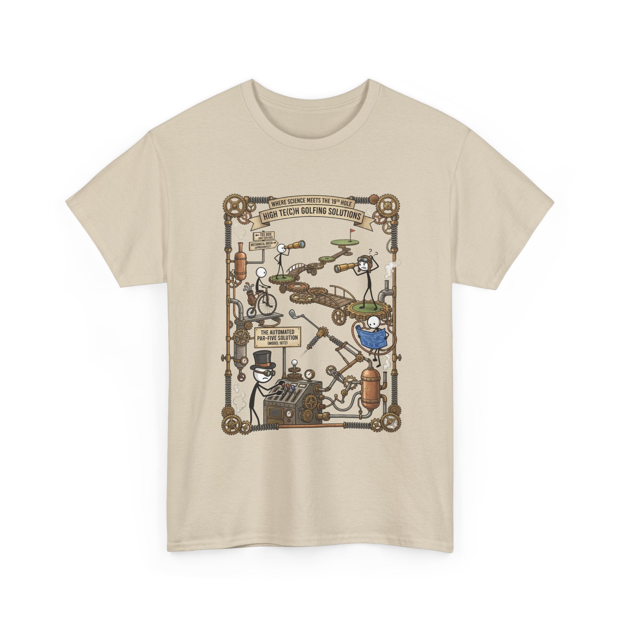 Steampunk Golf — ‘How To Make Par’ Vintage Contraption T-Shirt