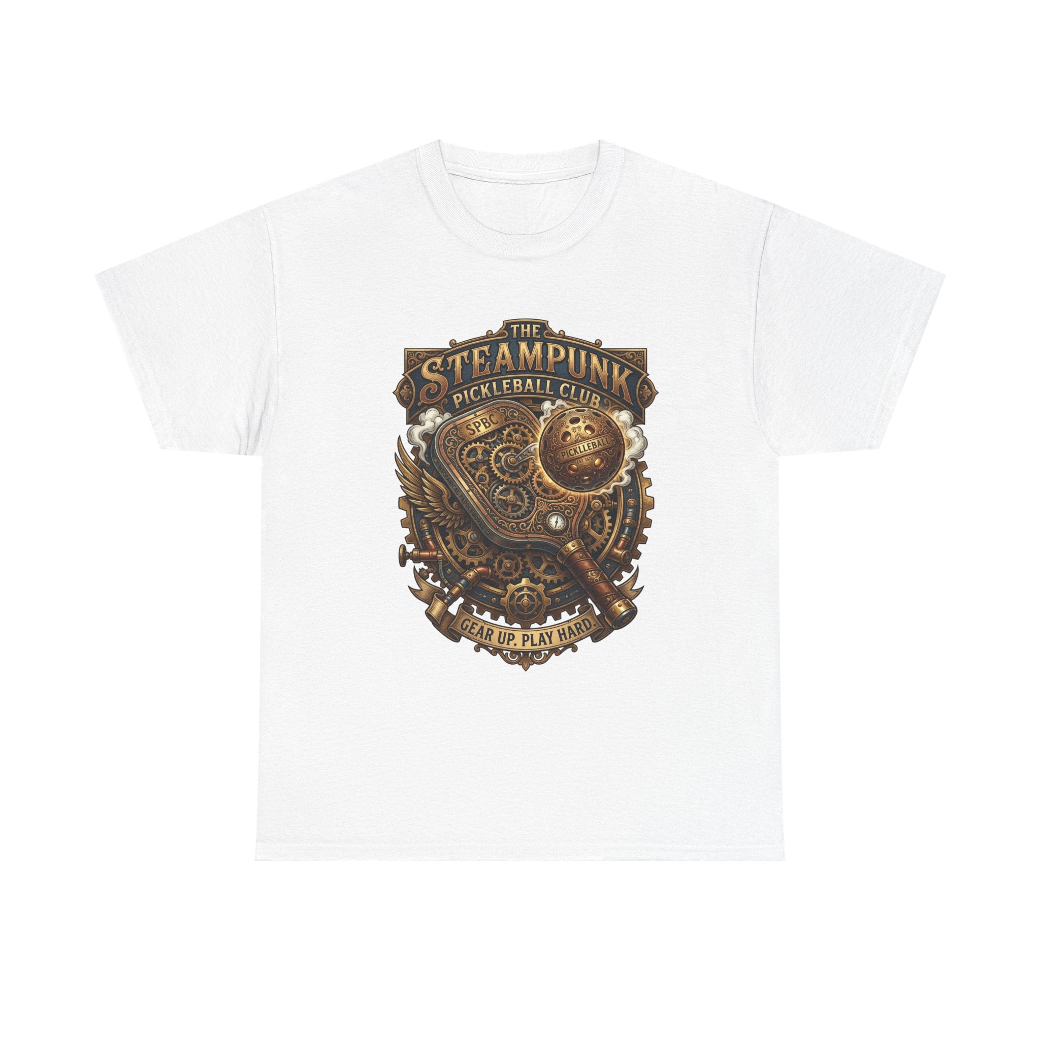 Steampunk Pickleball Club T‑Shirt – Vintage Gear & Gears Graphic Tee