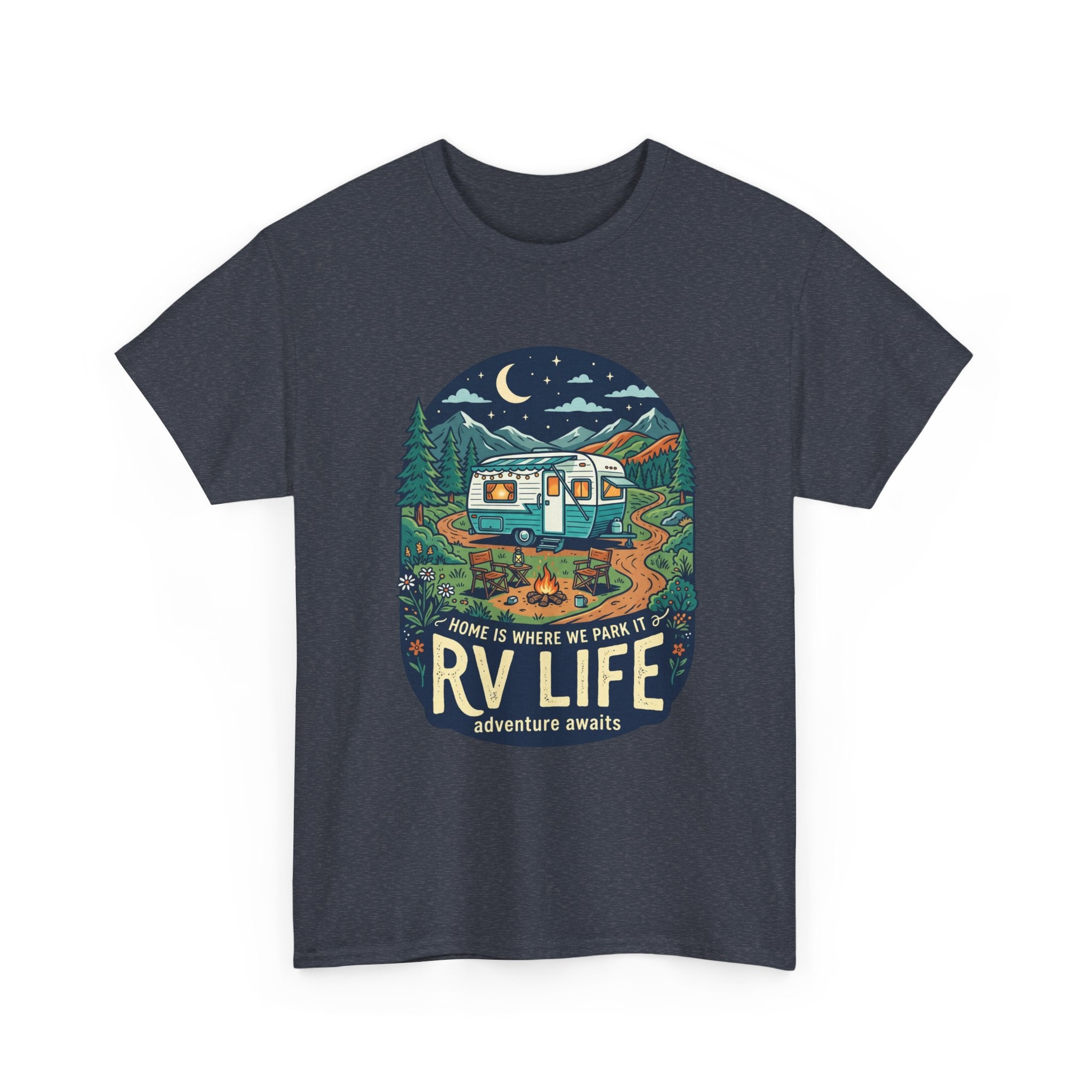 RV Life T-Shirt — Retro Camper Graphic Tee (“Home Is Where We Park It”)