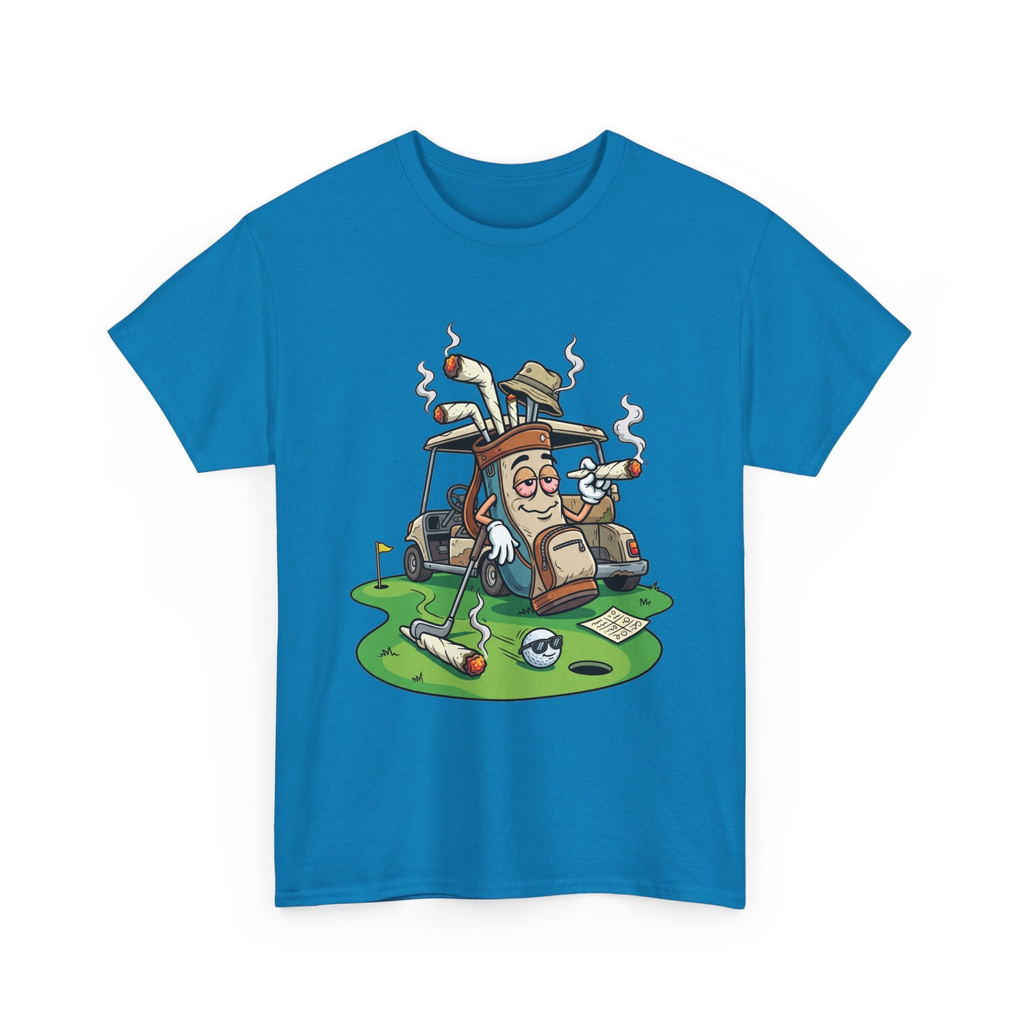 Golf weed Lounge T‑Shirt — Relaxed Golfer Cartoon Tee