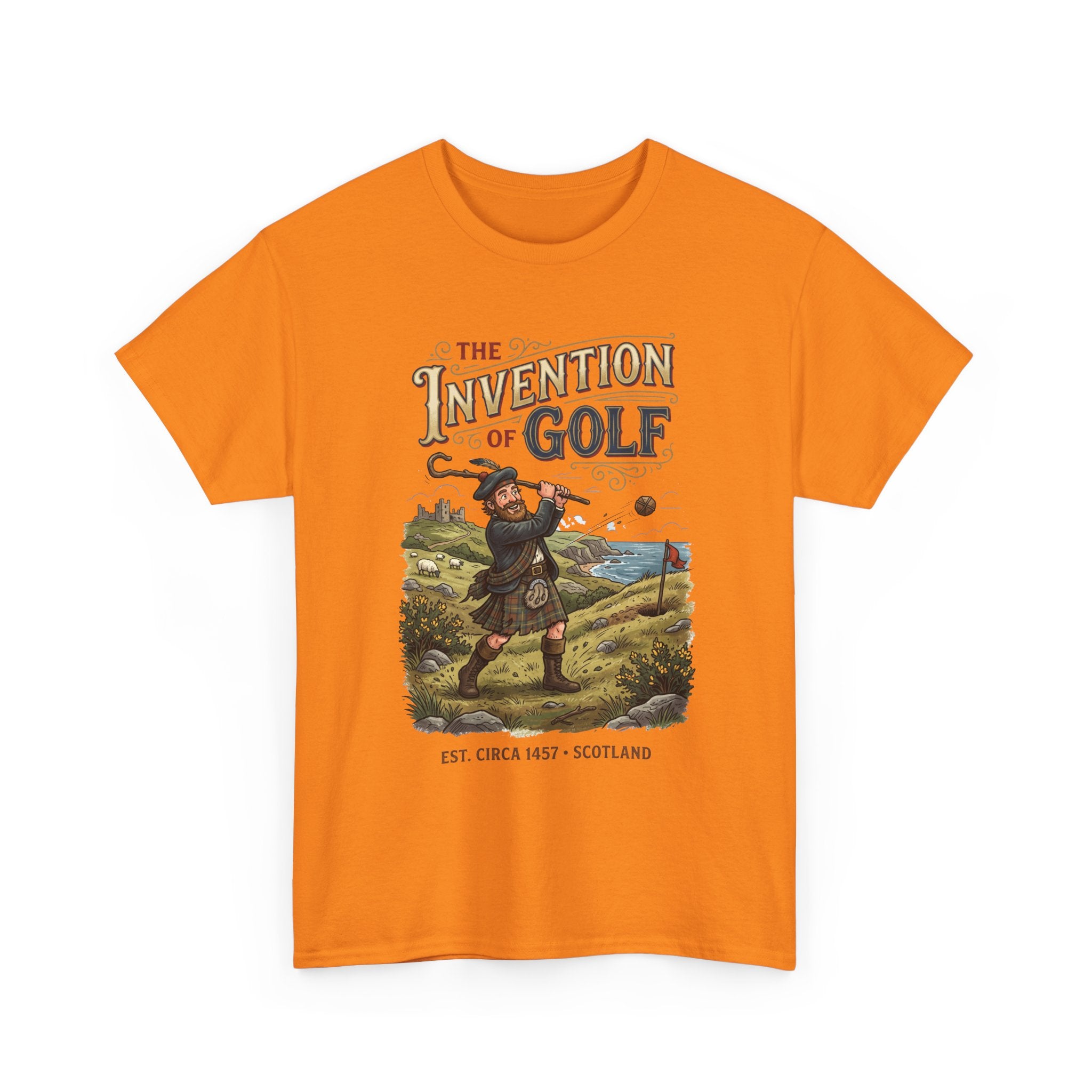 Golf T-Shirt — "The Invention of Golf" Vintage Scotland Design