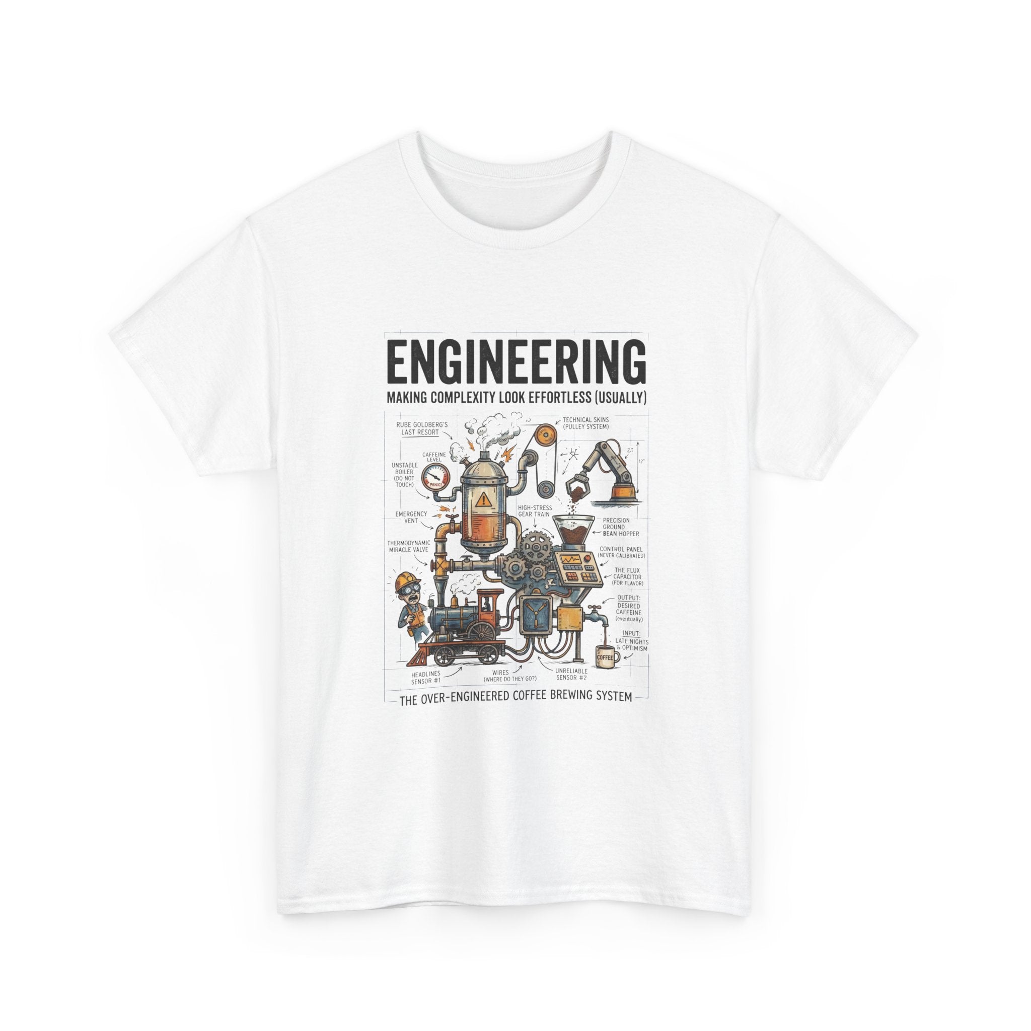 Engineering Diagram T‑Shirt — Funny STEM Illustration Tee for Engineers & Students