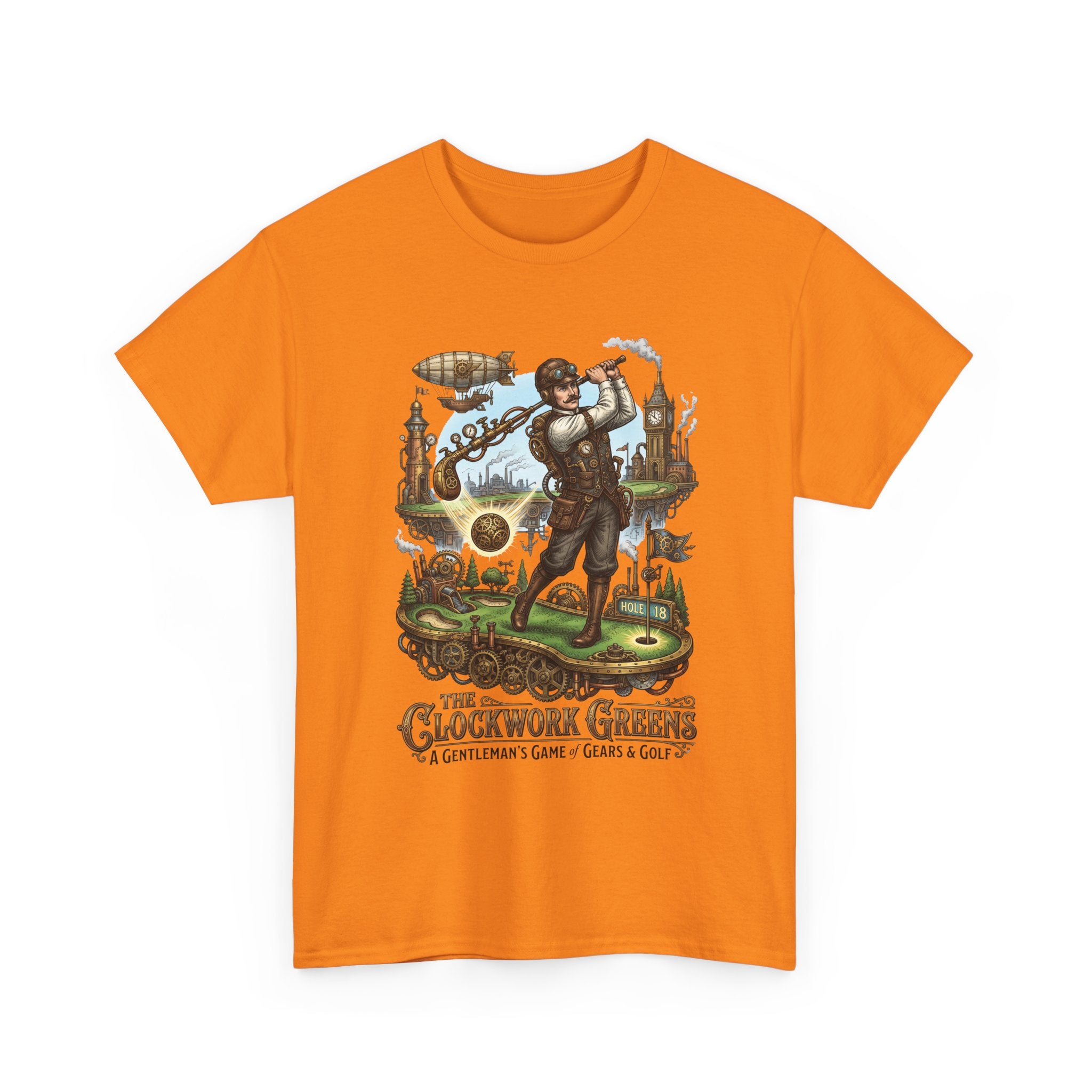 Golf Steampunk T-Shirt — "The Clockwork Greens" Vintage Golfing Design