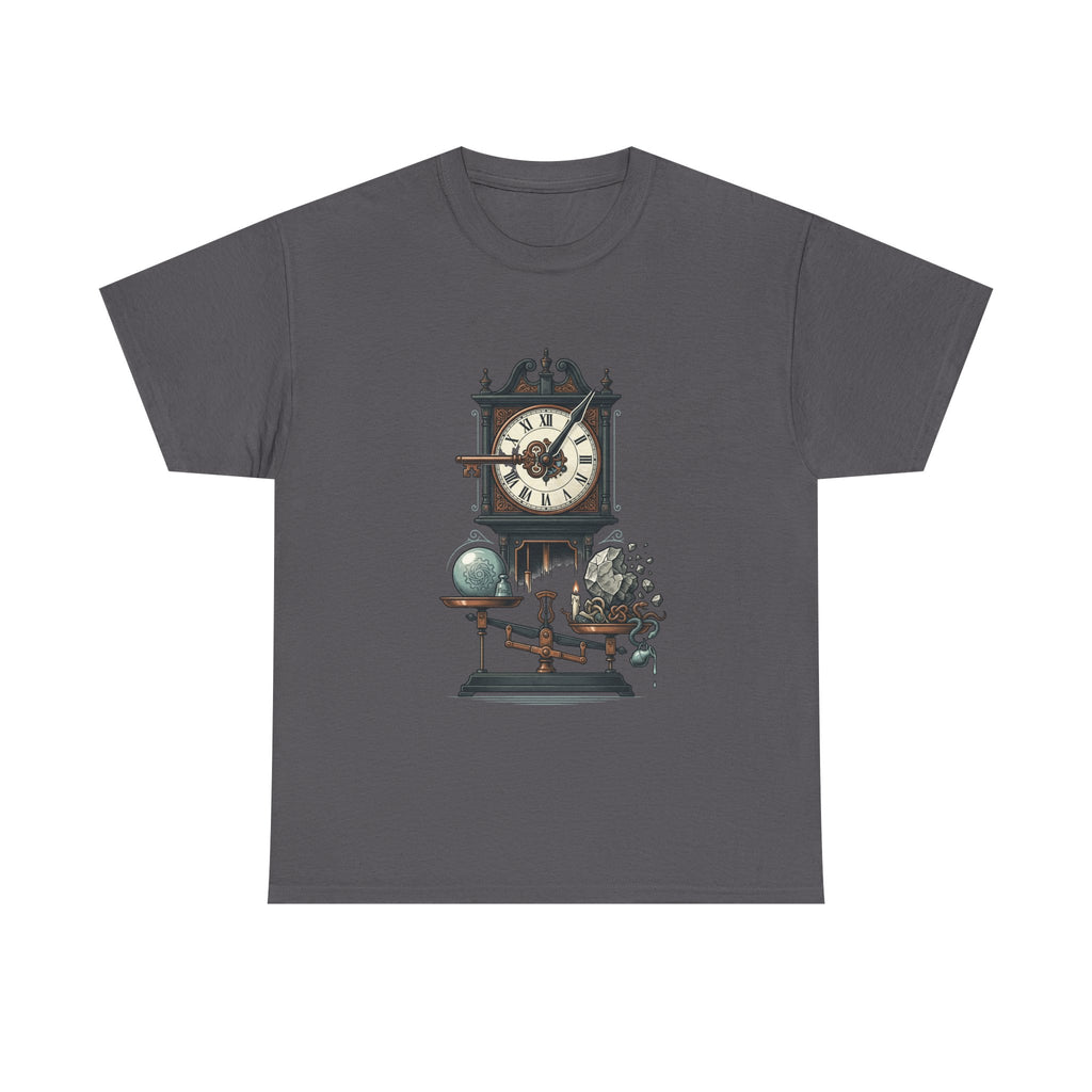 Vintage Clock & Globe Tee — Steampunk Timekeeper Graphic T-Shirt