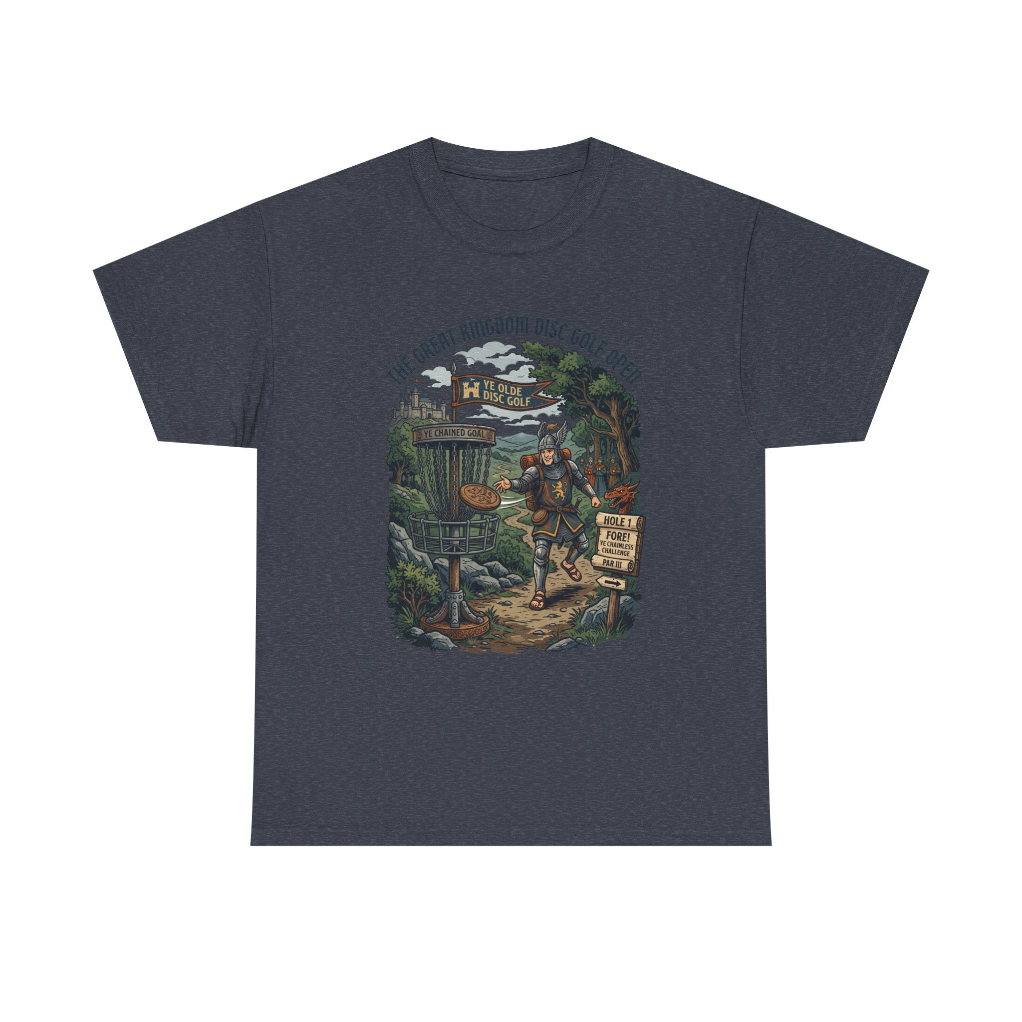Medieval Disc Golf Adventure Tee — "The Great Kingdom Disc Golf Open" Graphic Shirt