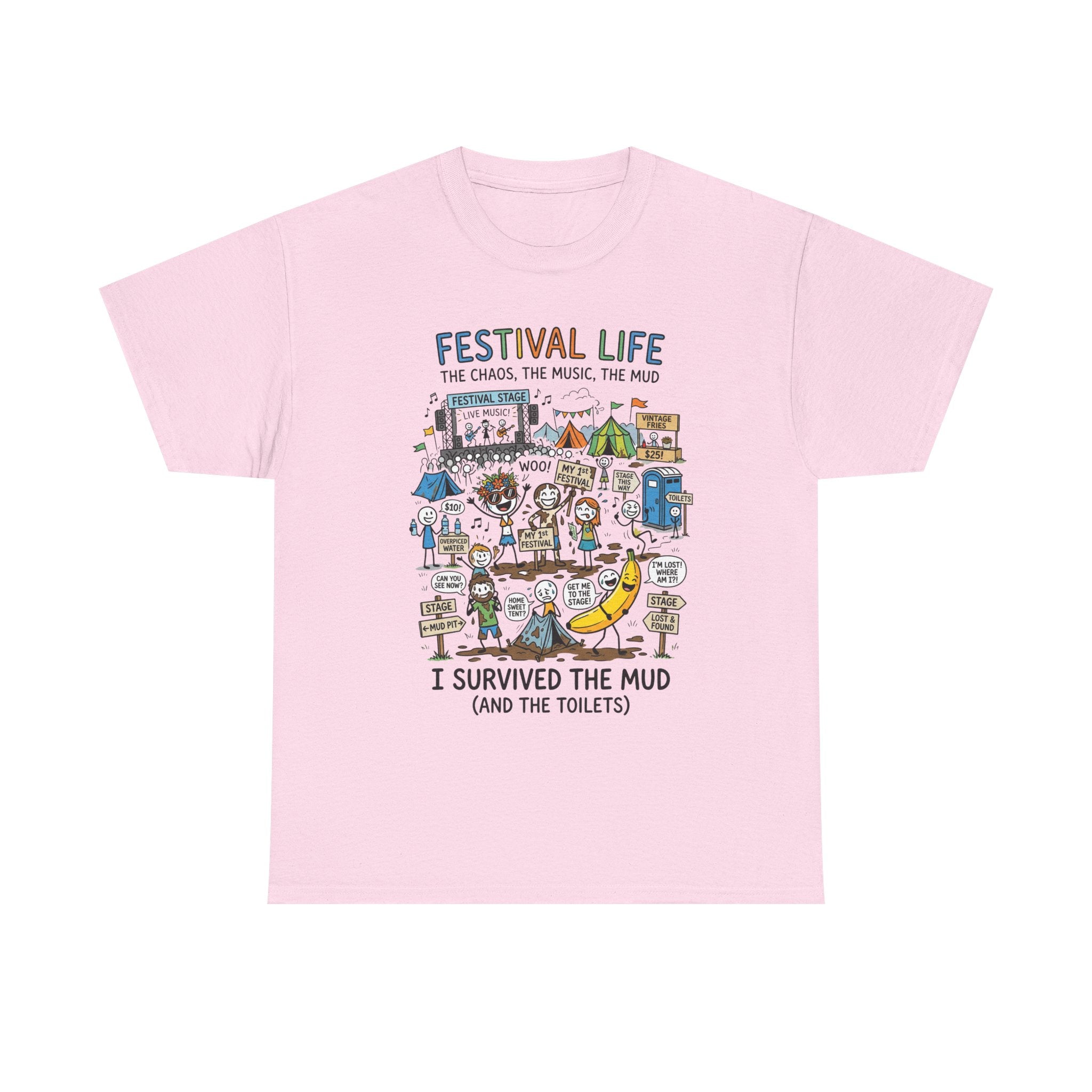 Festival Life T-Shirt — "I Survived the Mud (and the Toilets)" Graphic Tee
