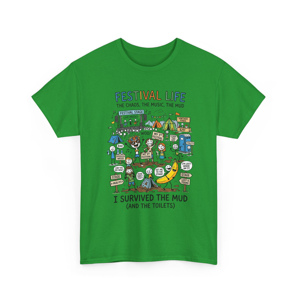 Festival Life T-Shirt — "I Survived the Mud (and the Toilets)" Graphic Tee