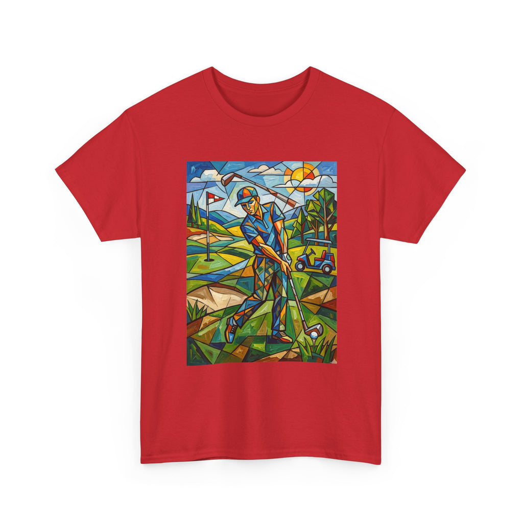 Golf Stained Glass Art Tee — Colorful Golfer Graphic T-Shirt