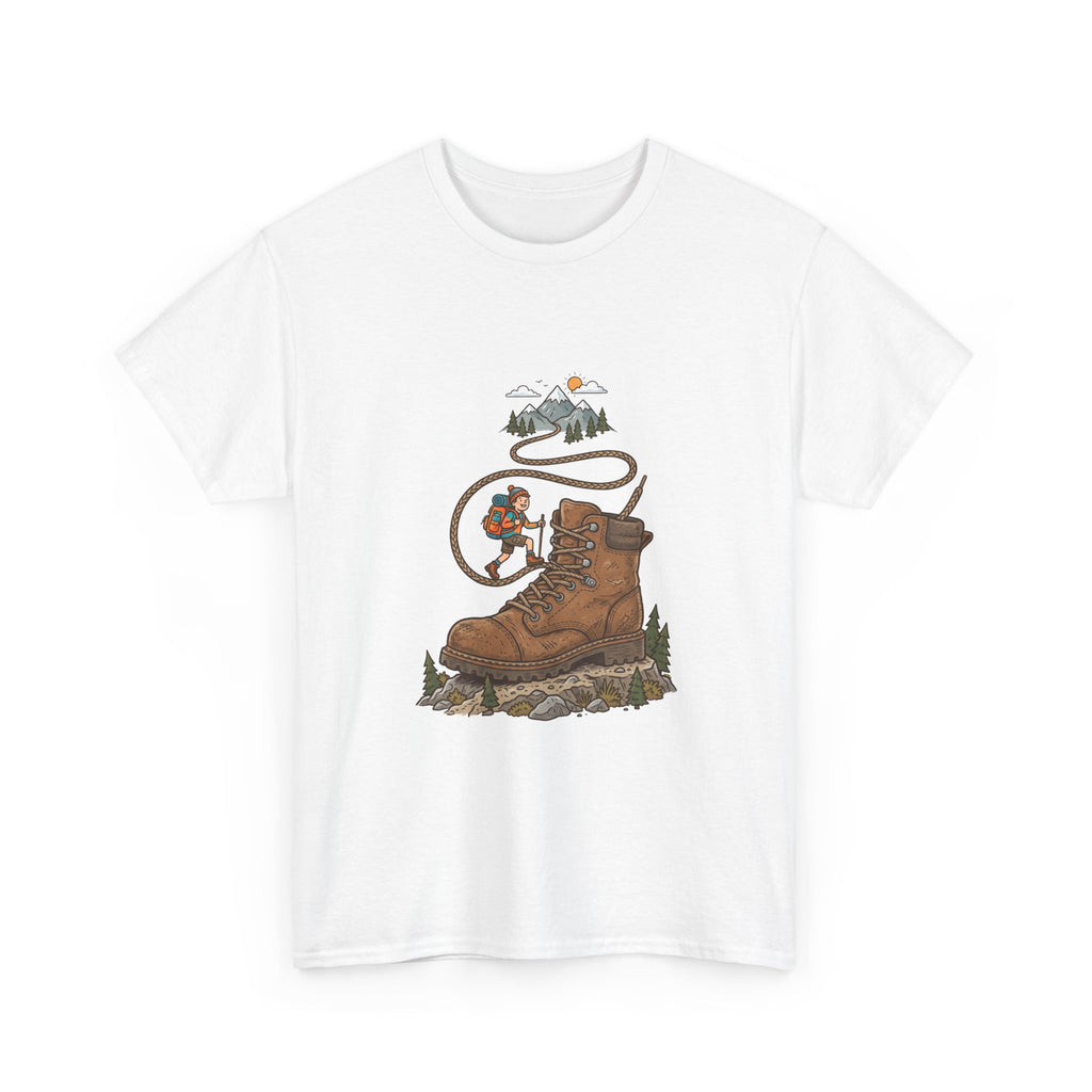 Hiking Boot Adventure Graphic Tee — Outdoor Trail Camper Shirt