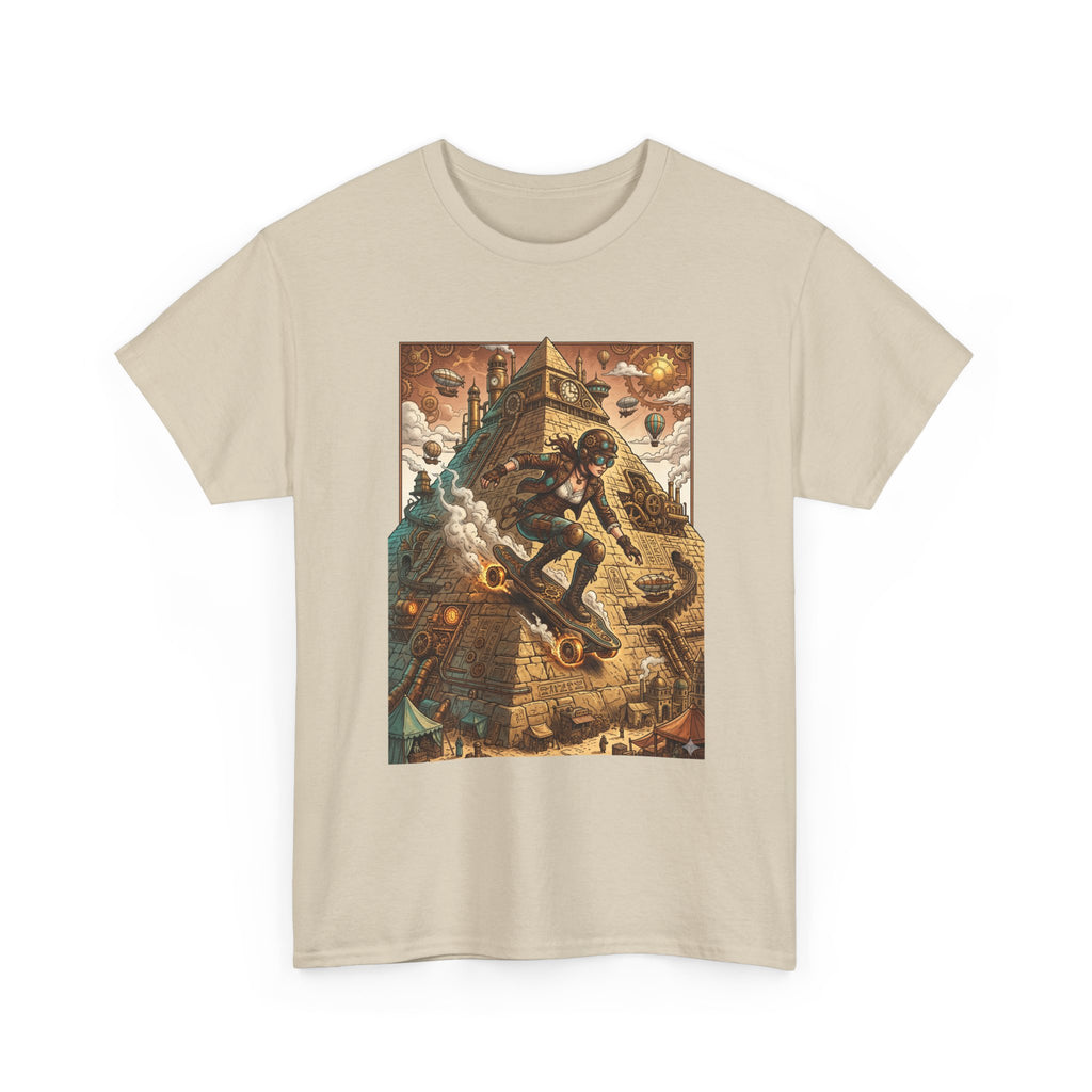 Steampunk Girl Skateboarder Art Print Tee Pyramid