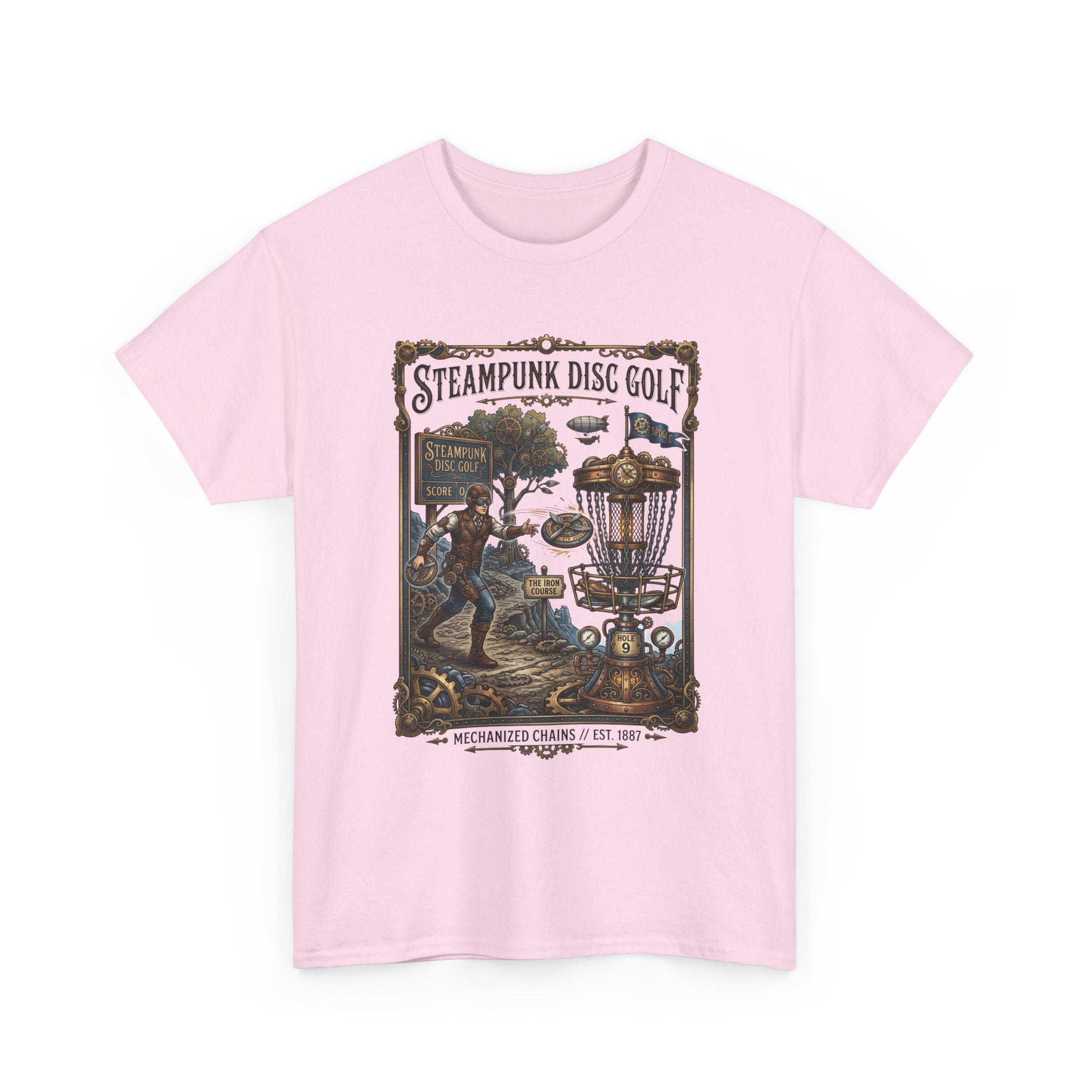 Steampunk Disc Golf T-Shirt — Vintage Victorian Disc Golf Poster Tee
