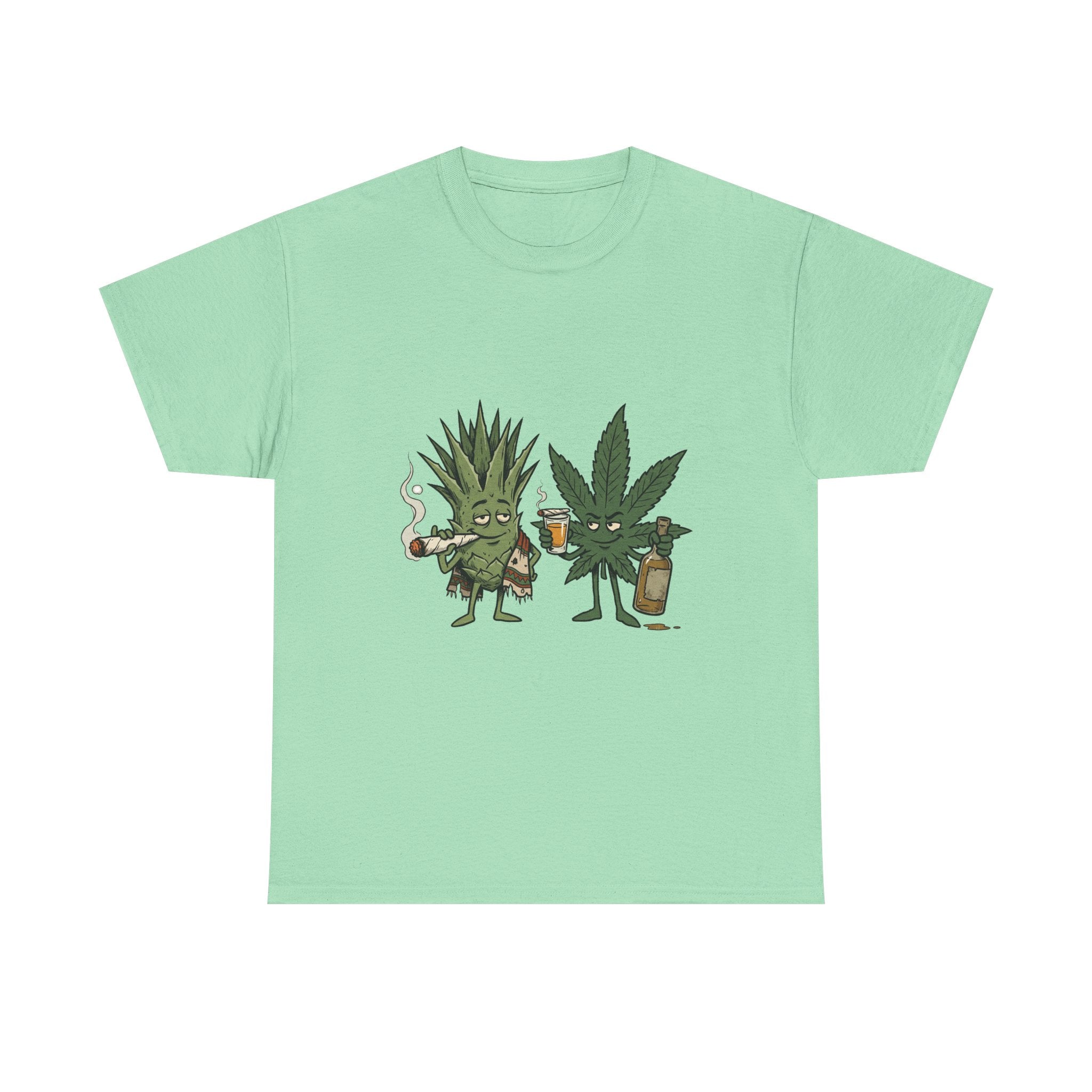 Marijuana Leaf and Agave Friends T-Shirt – Funny Cannabis Leaf & Tequila Smoking Tee
