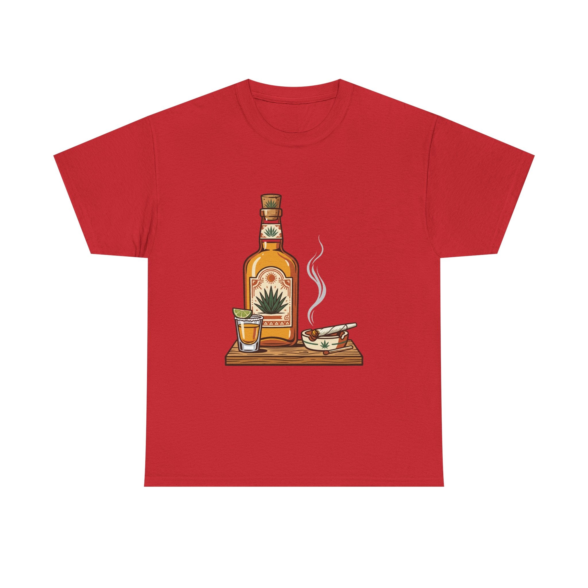 Tequila & A joint Tee — Bottle, Shot Glass & joint Graphic Shirt