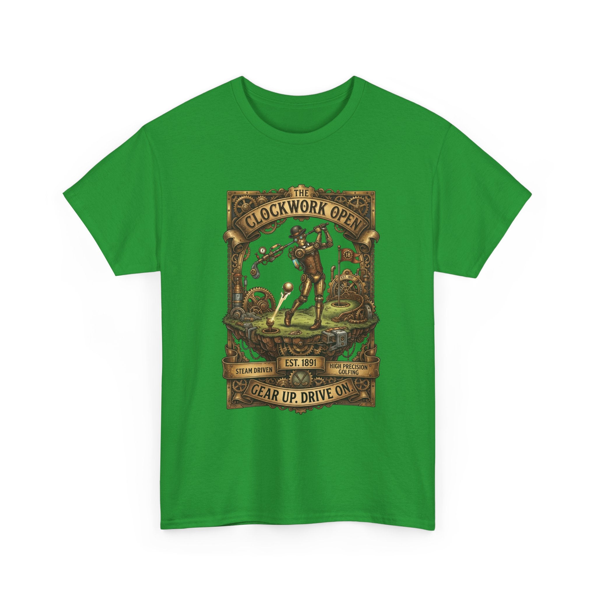 Steampunk Golf Tee — Vintage Mechanical Tin Man Graphic T-Shirt