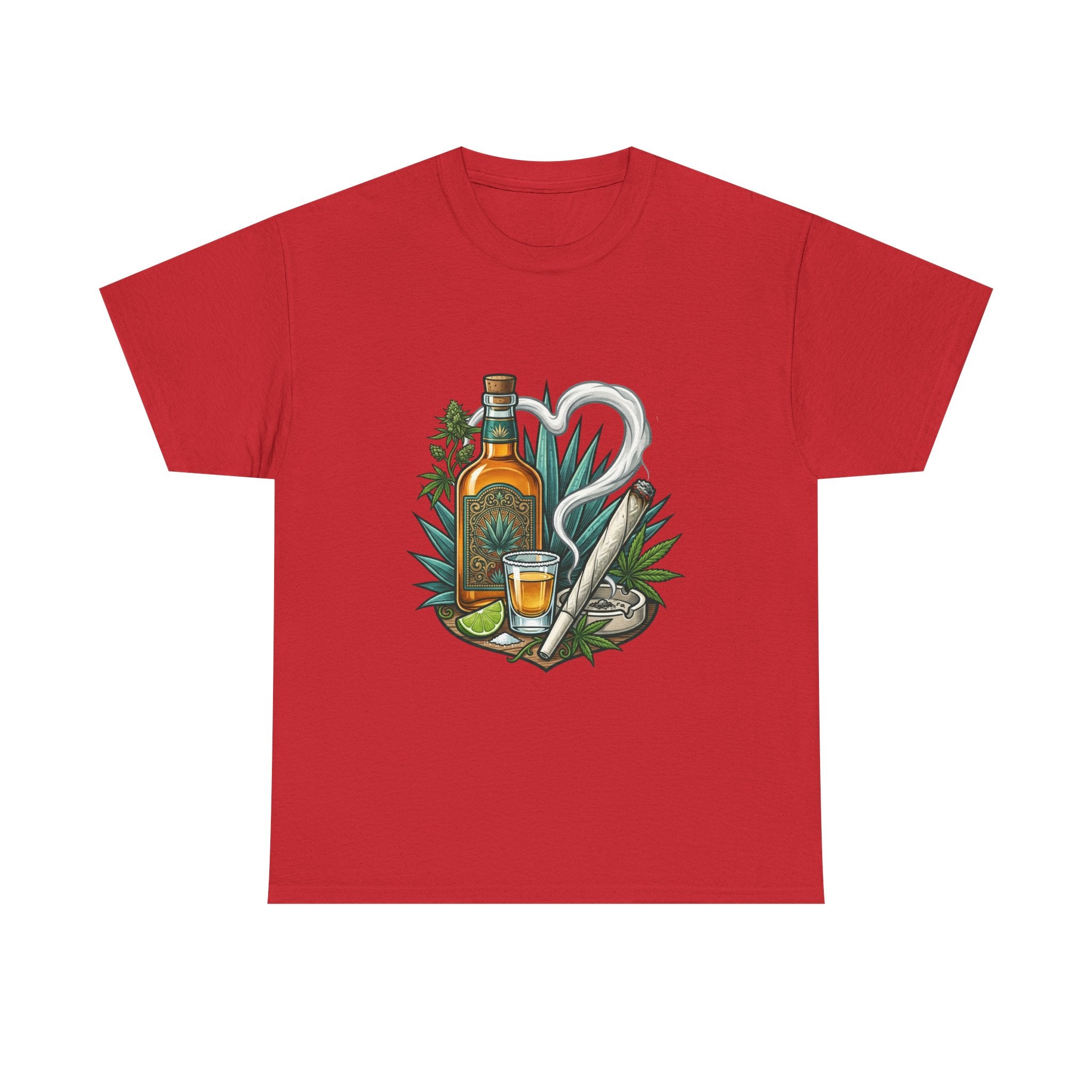 Tequila Bottle & Joint T‑Shirt — Agave Lime Margarita Design