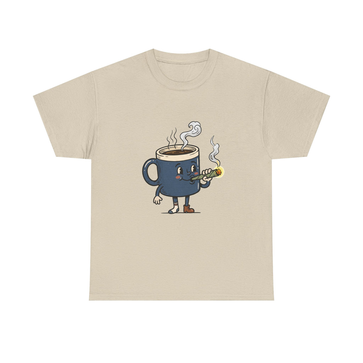 1 Coffee and a Joint Character Tee — Funny Smoking Joint Cartoon Shirt