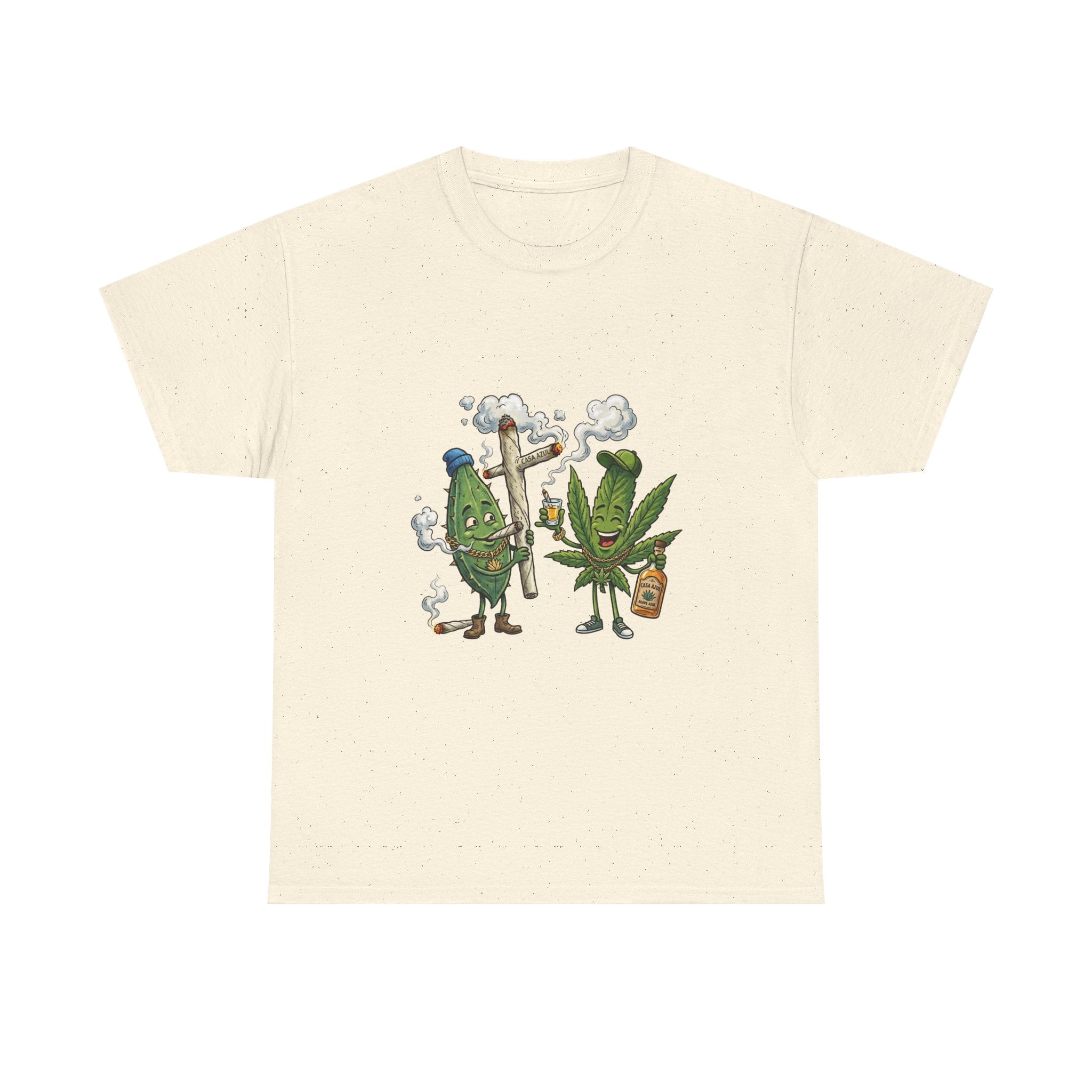 1 Tequila & Cannabis Buds Cartoon Tee — Funny Smoking Weed Plant Graphic T-Shirt