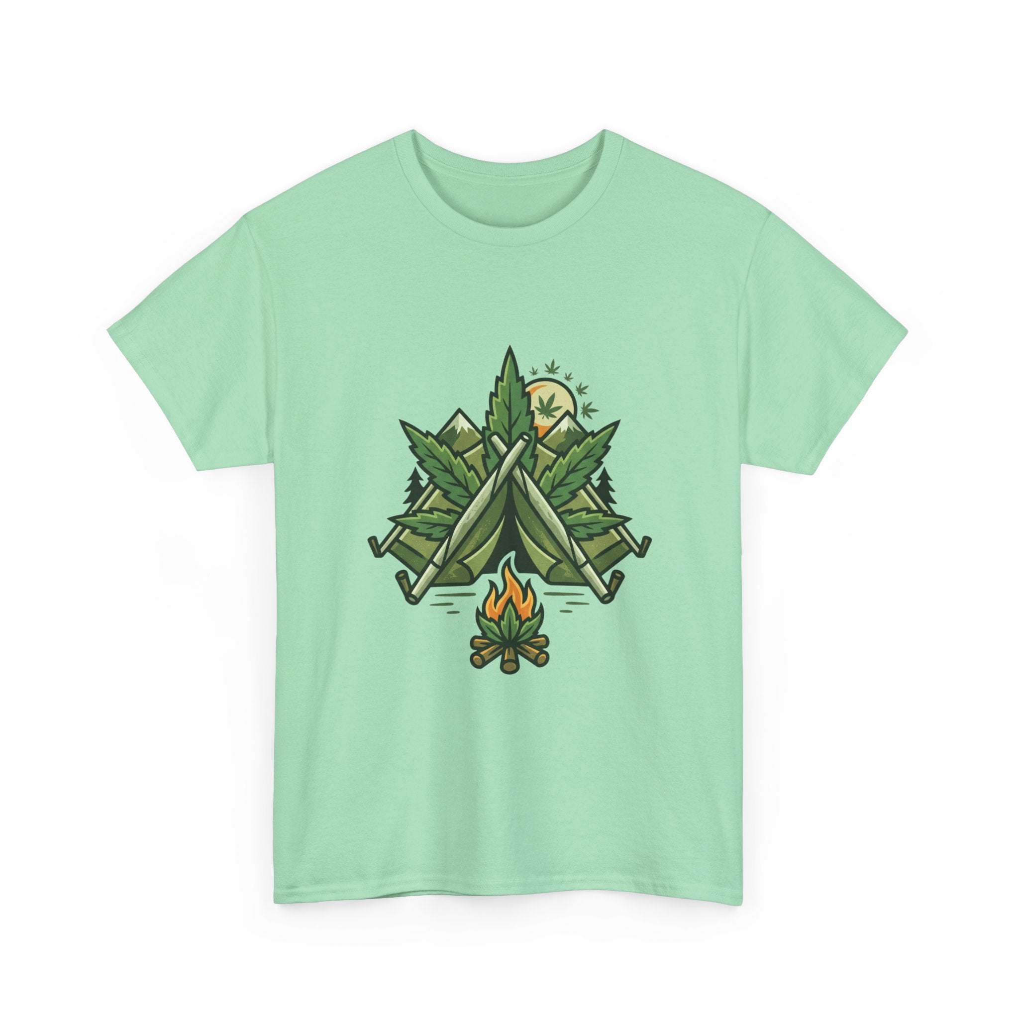 Camping Tent & Campfire T-Shirt — Outdoor Adventure Nature Tee