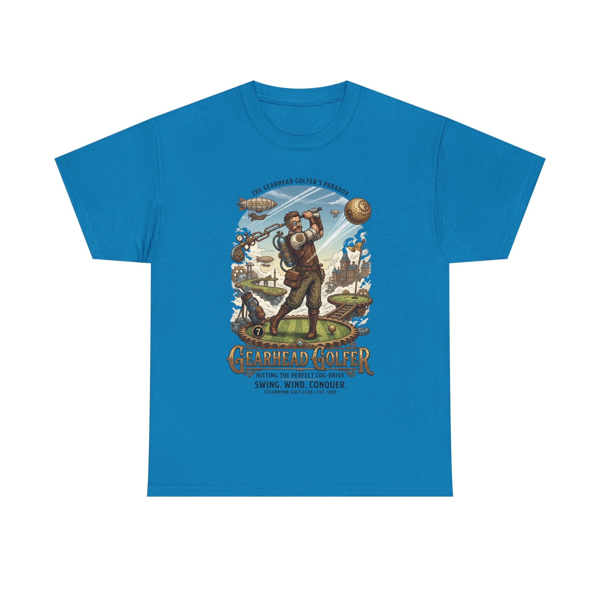 Steampunk Golf T-Shirt - 'Gearhead Golfer' Vintage Car & Golf Humor Tee