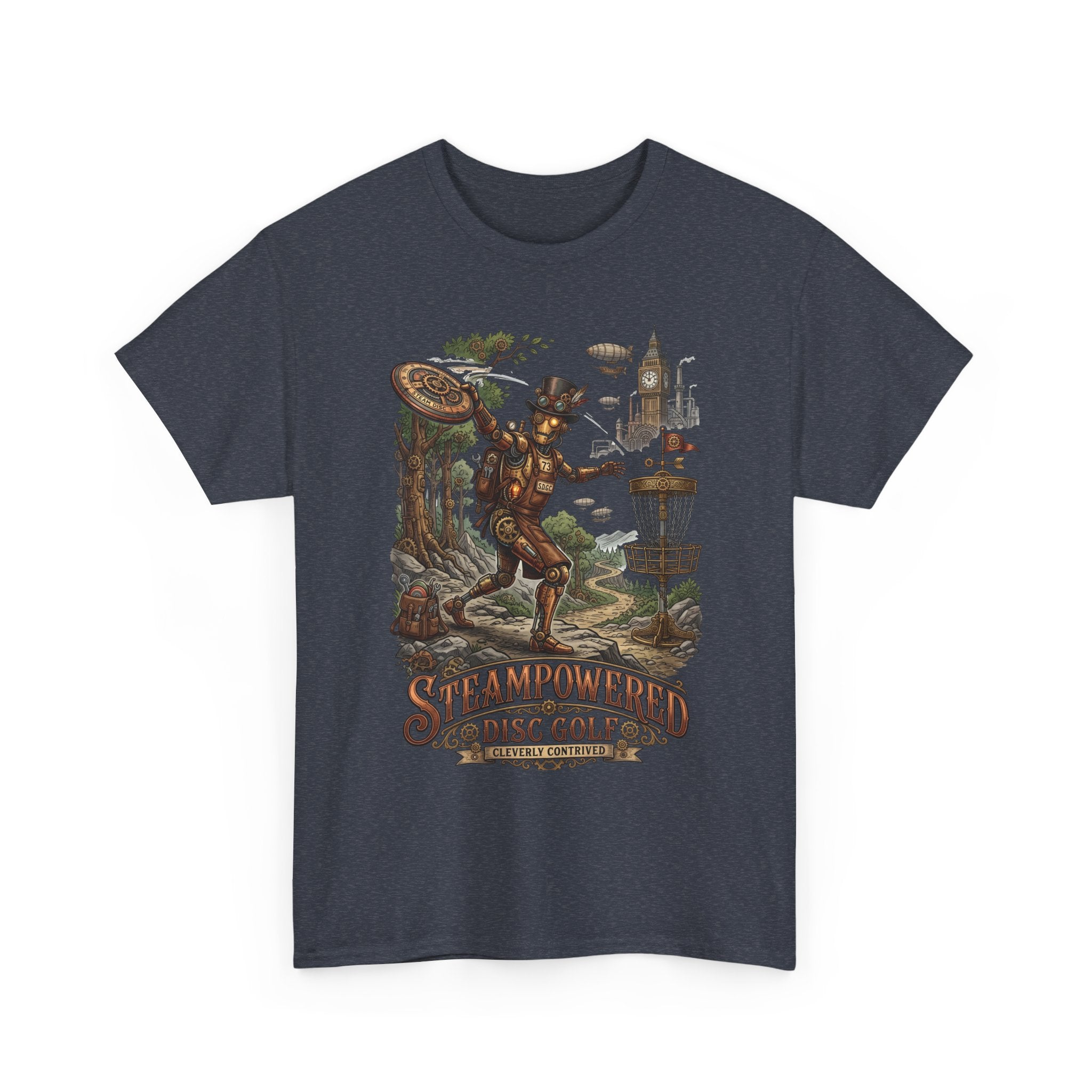 Steampunk Disc Golf T-Shirt – "Steampowered Disc Golf" Vintage Style