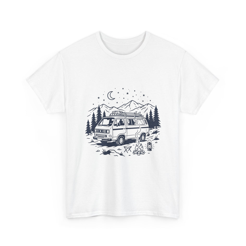 Camping Van Tee – Moonlit Mountain Adventure Graphic T-Shirt