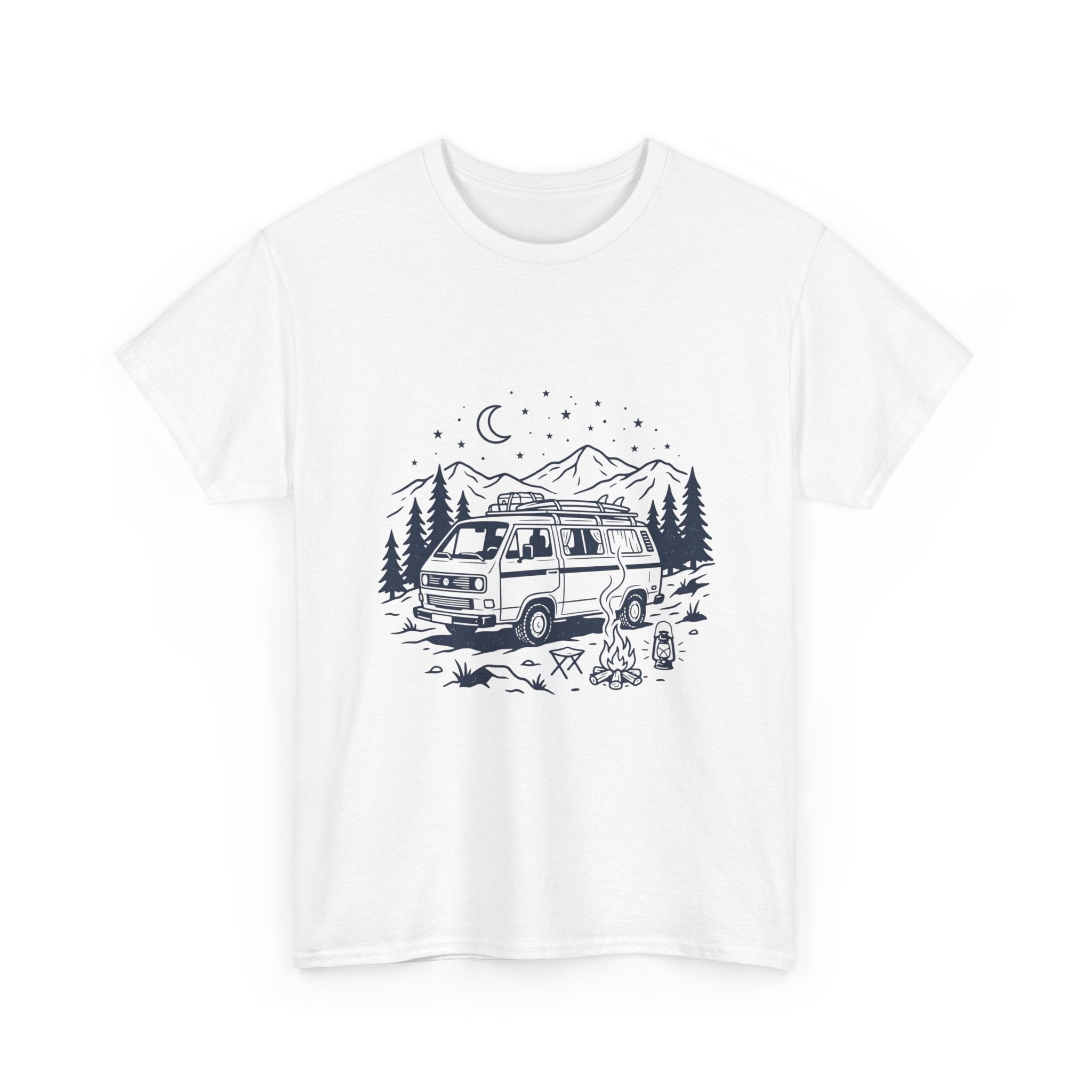 Camping Van Tee – Moonlit Mountain Adventure Graphic T-Shirt