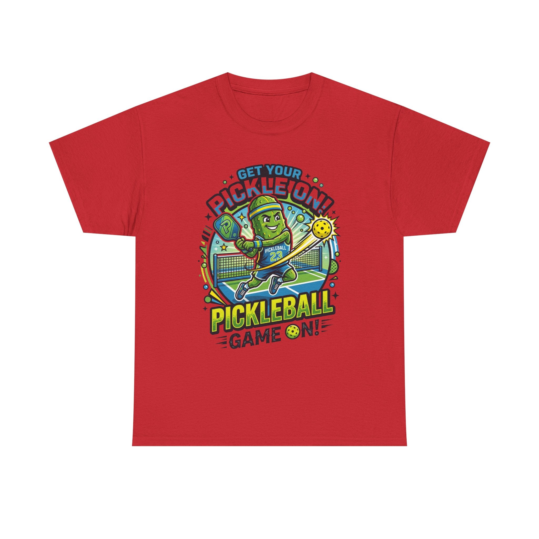 Pickleball Tee - "Get Your Pickle On!" Fun Pickle Character Game On Shirt
