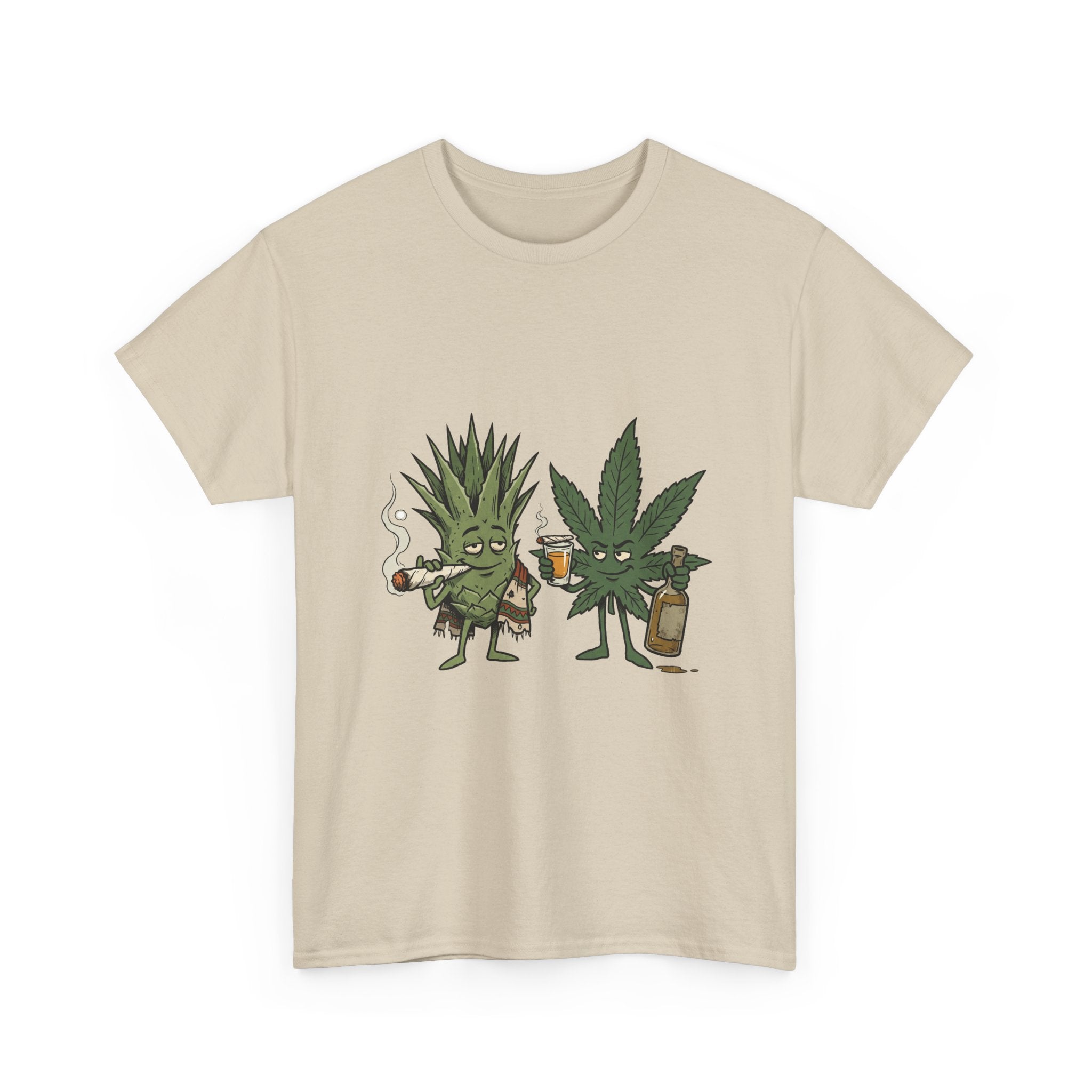 Marijuana Leaf and Agave Friends T-Shirt – Funny Cannabis Leaf & Tequila Smoking Tee