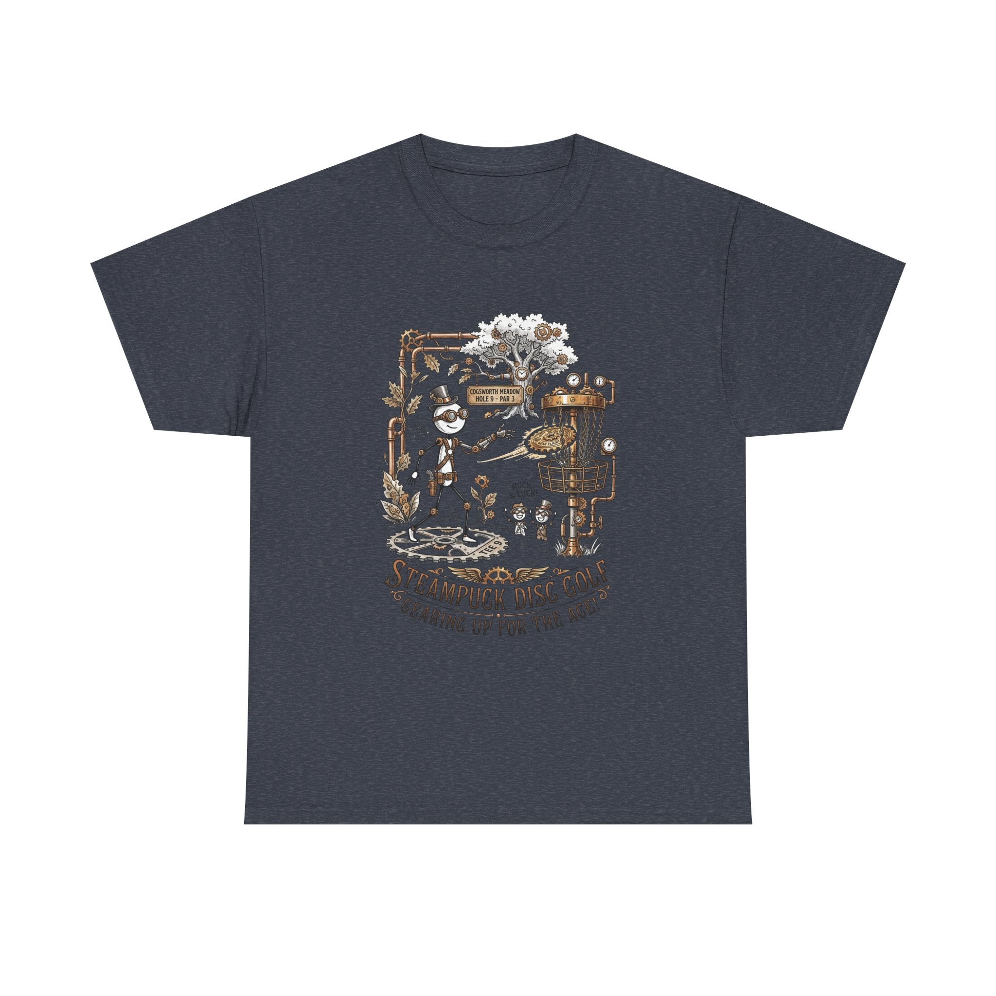 Steampunk Disc Golf T-Shirt — "Gearing Up for the Ace" Vintage Disc Golf Tee