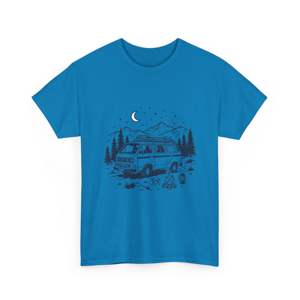 Camping Van Tee – Moonlit Mountain Adventure Graphic T-Shirt