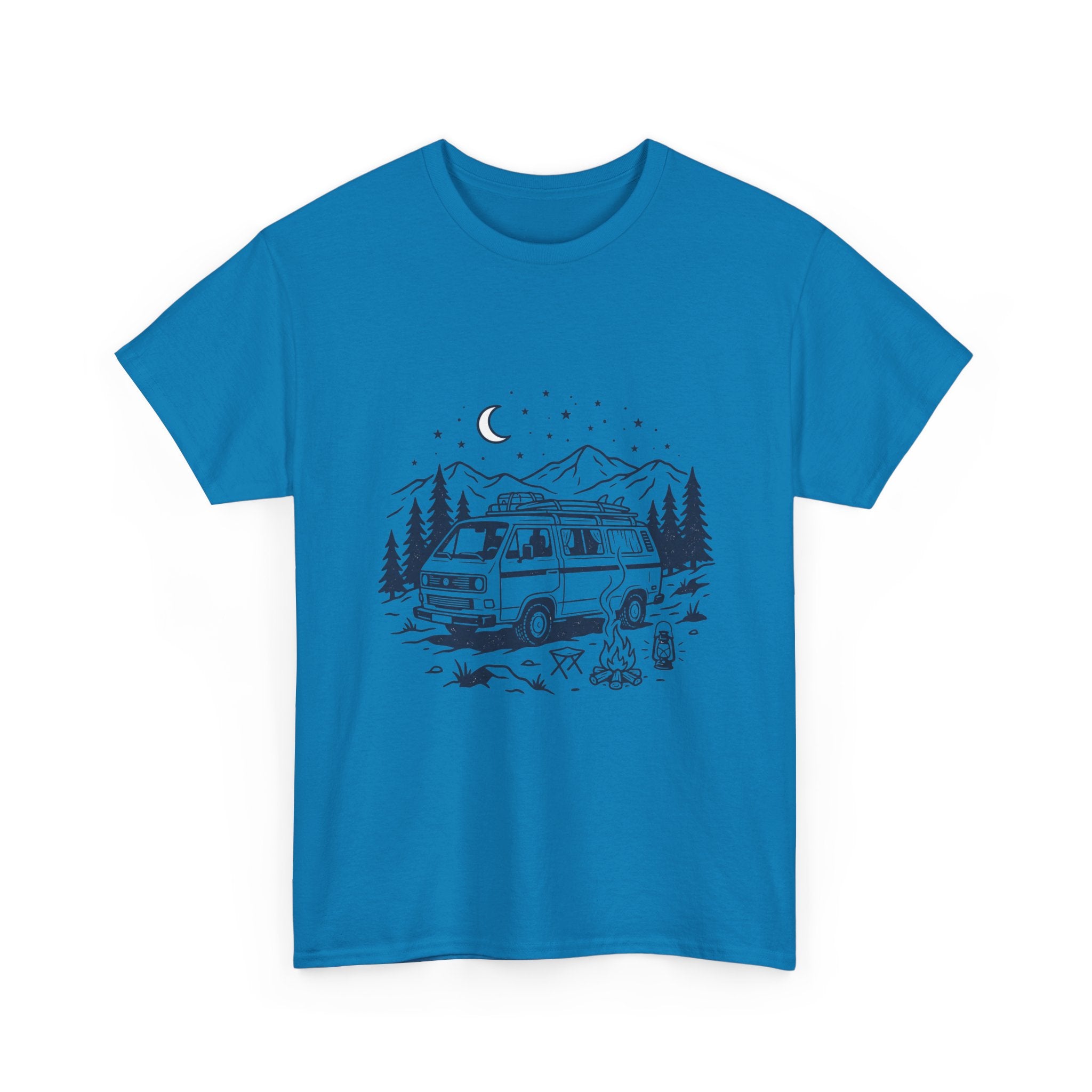 Camping Van Tee – Moonlit Mountain Adventure Graphic T-Shirt