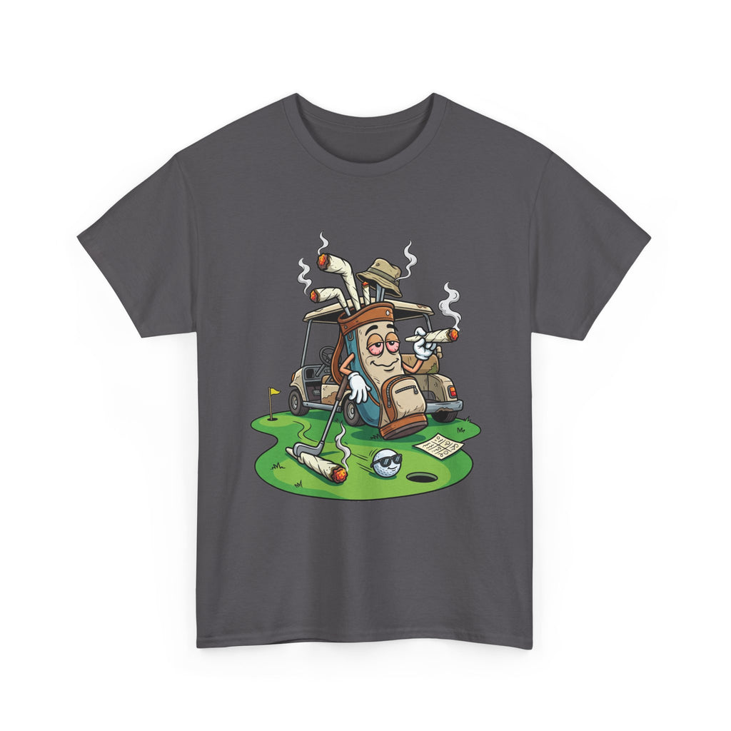 Golf weed Lounge T‑Shirt — Relaxed Golfer Cartoon Tee