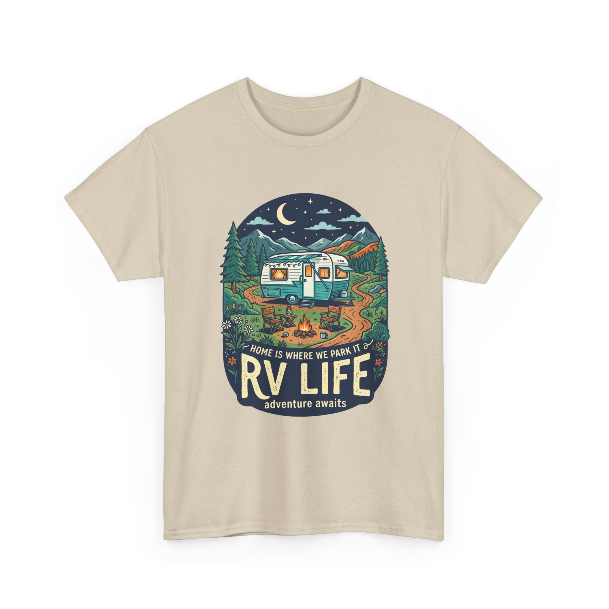 RV Life T-Shirt — Retro Camper Graphic Tee (“Home Is Where We Park It”)