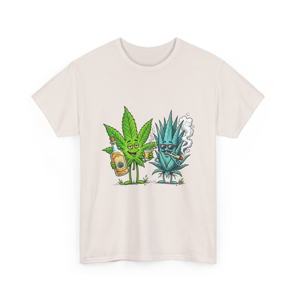 A Tequila & Cannabis Buds Friends T-Shirt — Funny Weed/Agave Leaf & Joint Graphic Tee