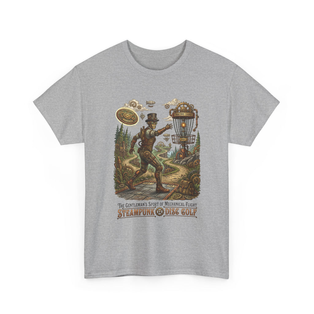 Steampunk Disc Golf T‑Shirt — Vintage Aeronautic Course Graphic Tee