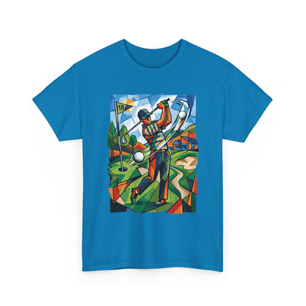 Golf Swing Art T-Shirt — Colorful Cubist Golfer Graphic Tee