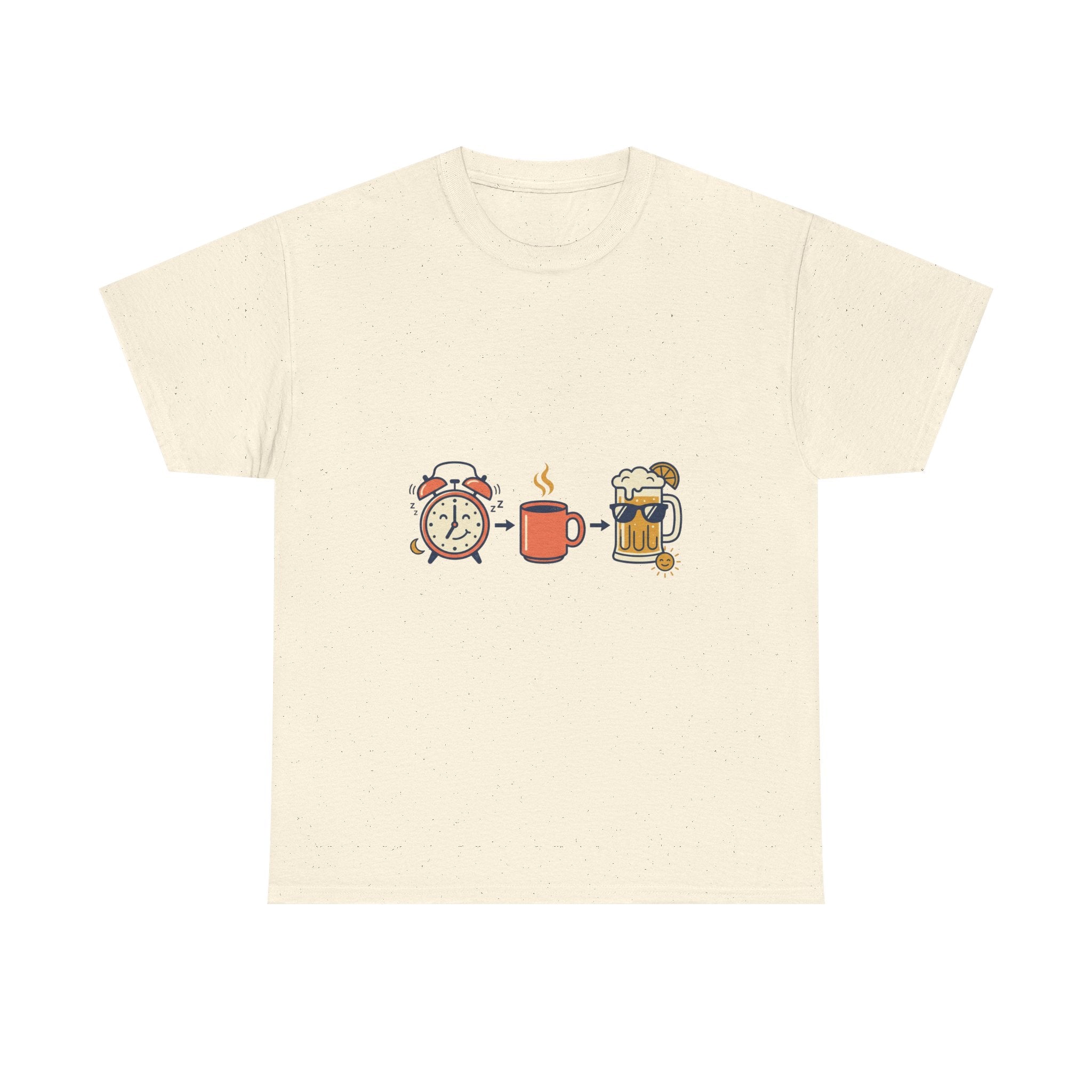 Day Drinking Tee — Alarm, Coffee & Beer Cute Icon Trio Graphic Shirt
