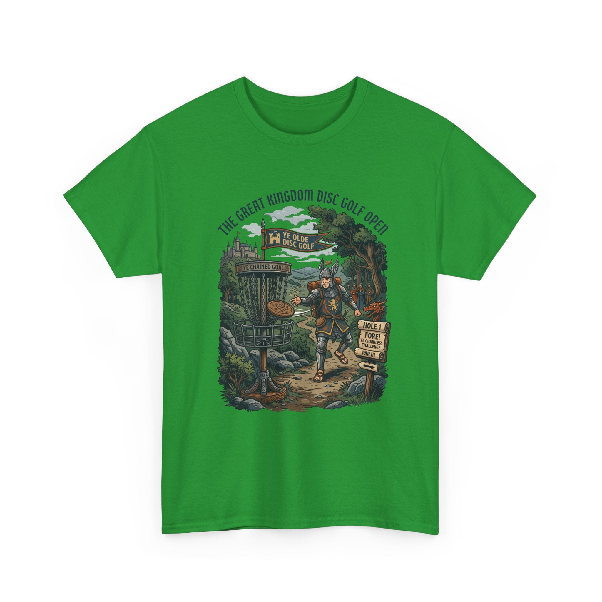 Medieval Disc Golf Adventure Tee — "The Great Kingdom Disc Golf Open" Graphic Shirt