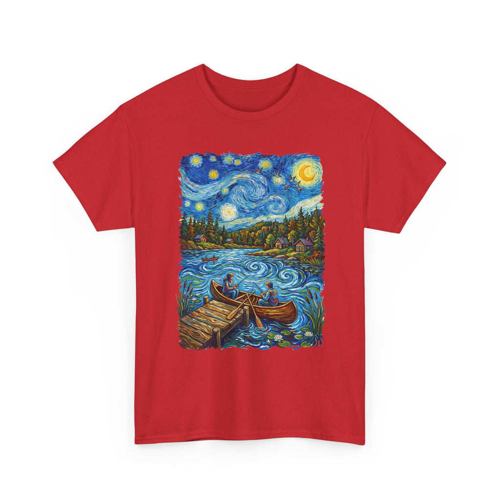 Starry Night Lake T-Shirt — Canoe Dock Scenic Tee