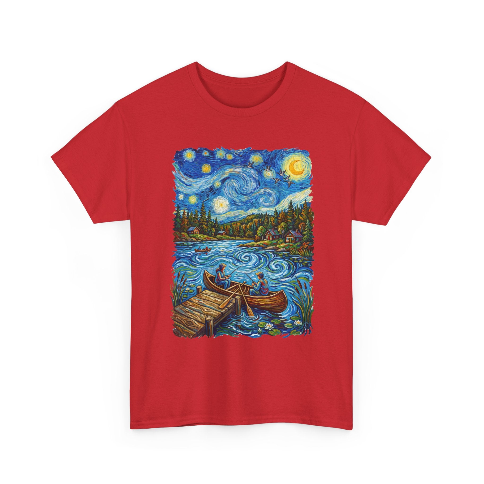 Starry Night Lake T-Shirt — Canoe Dock Scenic Tee