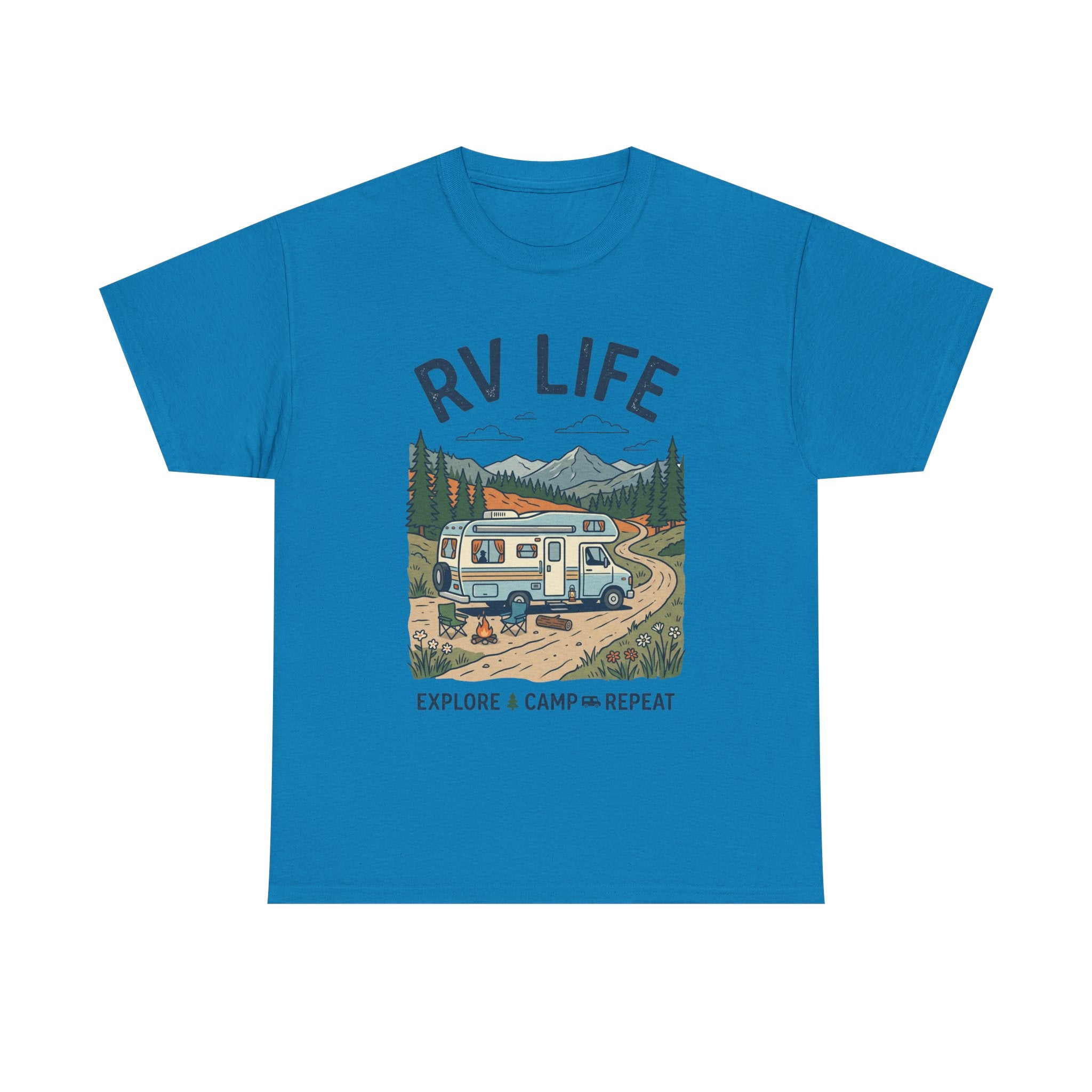 RV Life T-Shirt - Explore & Camp Repeat Vintage Camper Tee