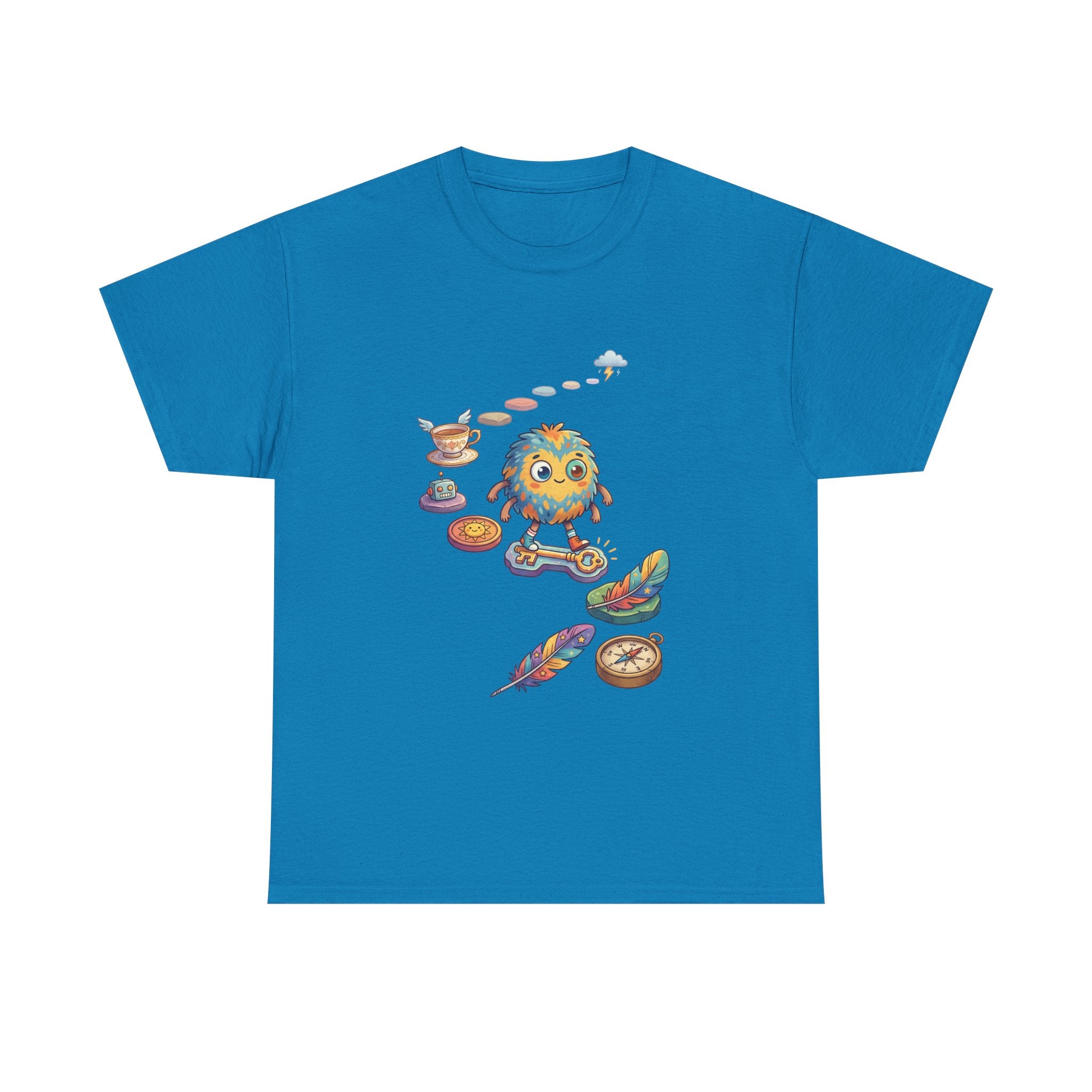 T-Shirt — Whimsical Cosmic Creature with Ritual Objects Graphic Tee