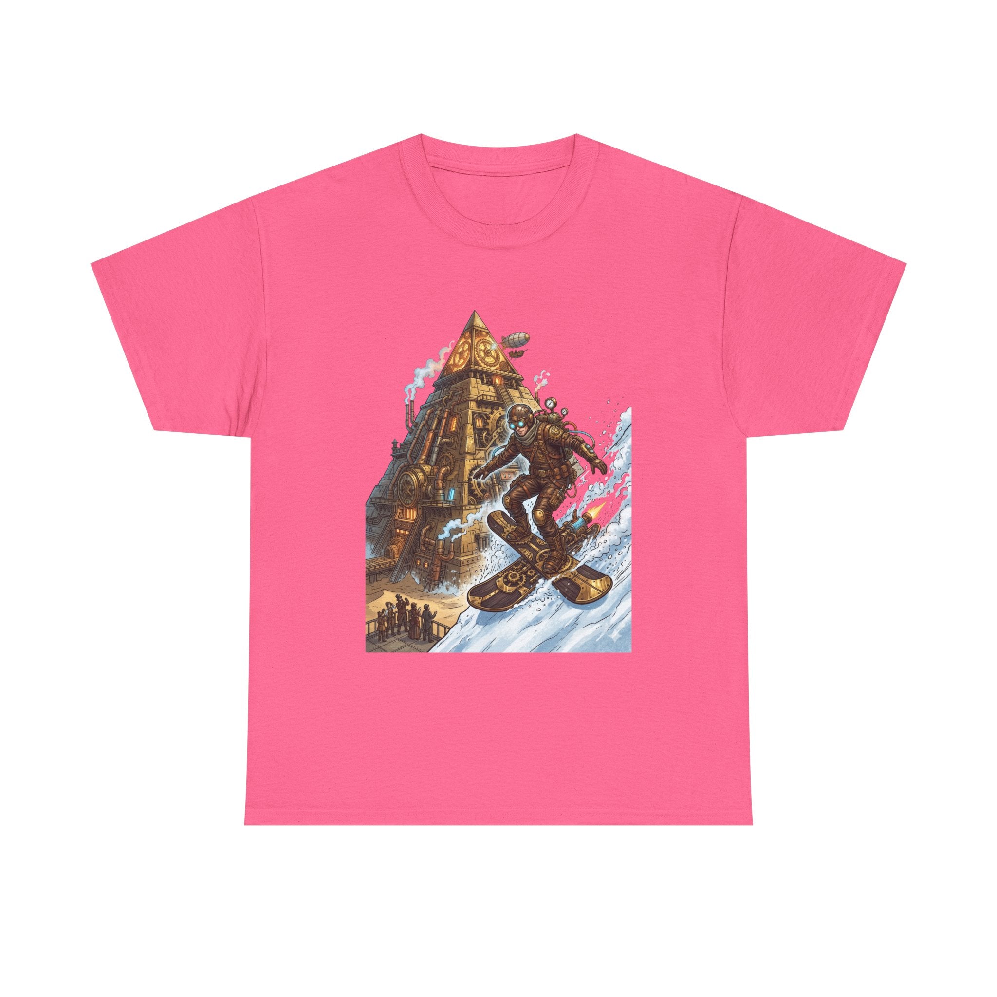 Steampunk Snowboard T‑Shirt — Retro Mountain Adventure Graphic Tee