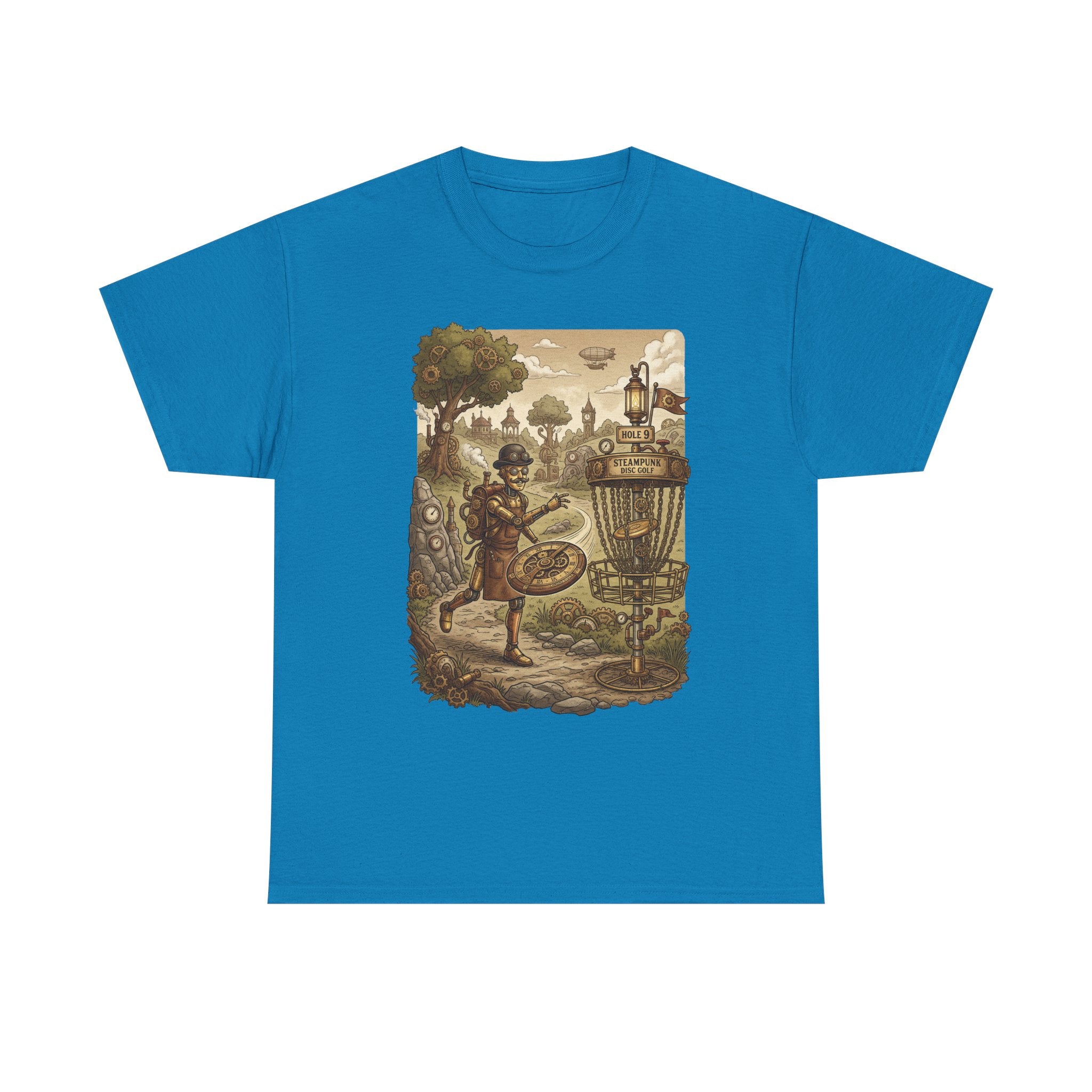 Steampunk Disc Golf Adventure Tee — Vintage Woodland Basket Design
