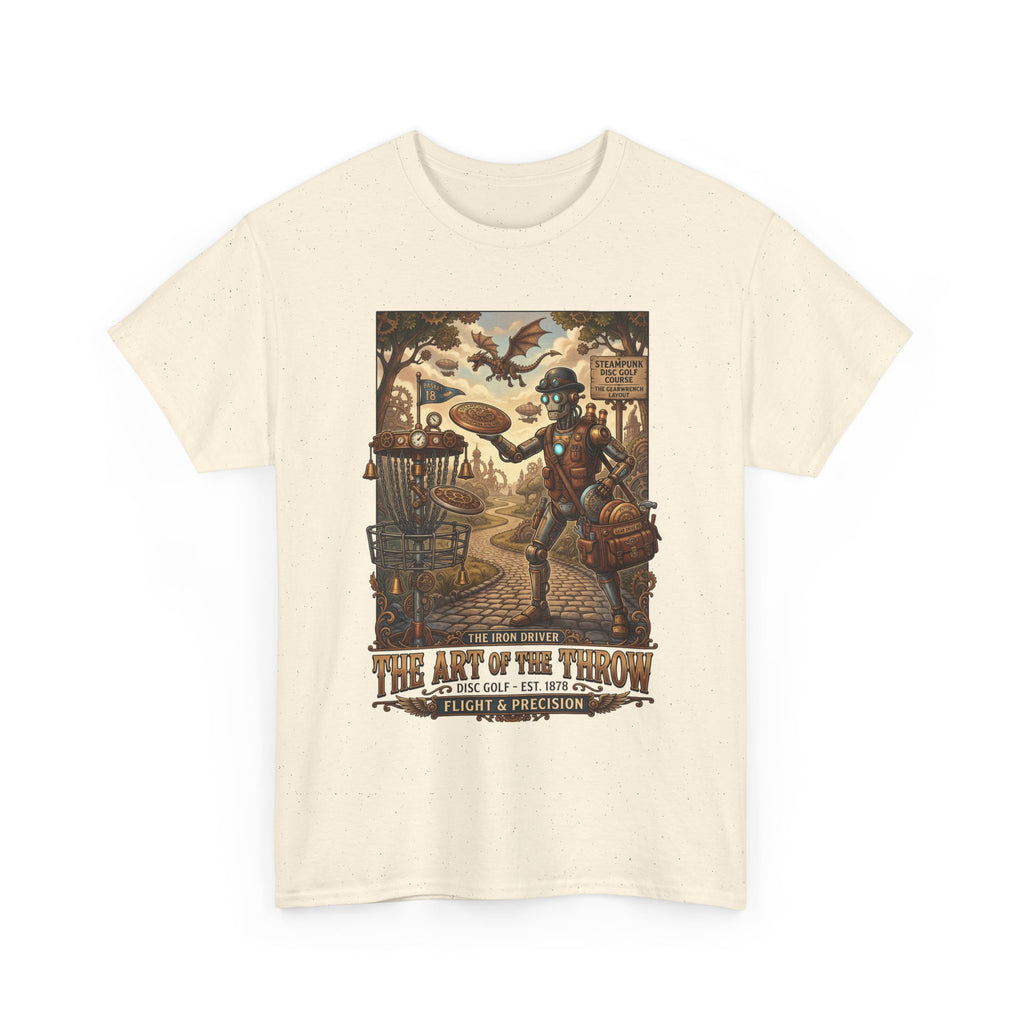 Steampunk Disc Golf T-Shirt — "The Art of the Throw" Vintage Disc Golfer Graphic Tee