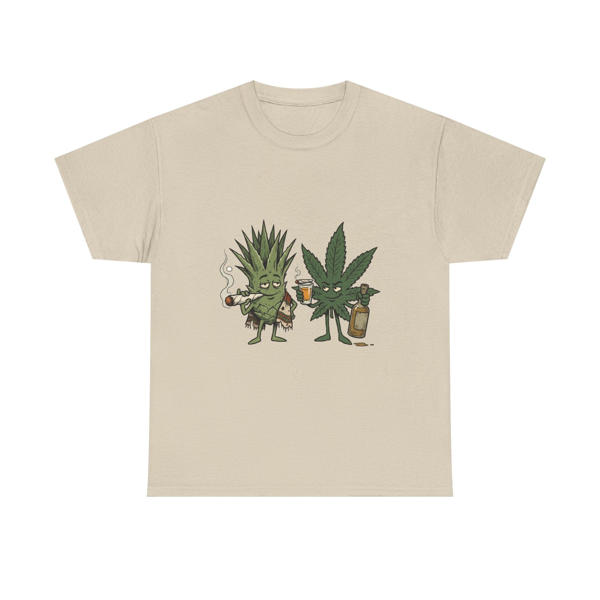 Marijuana Leaf and Agave Friends T-Shirt – Funny Cannabis Leaf & Tequila Smoking Tee