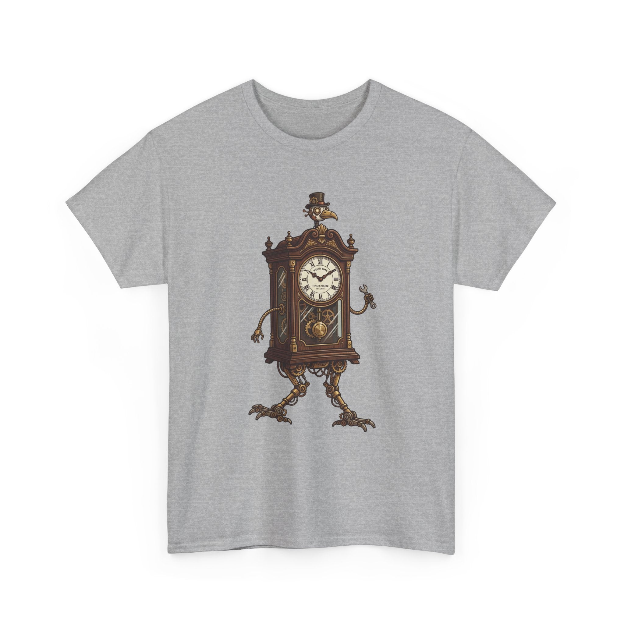 Clockwork Grandfather Tee — Vintage Walking Clock Graphic T-Shirt