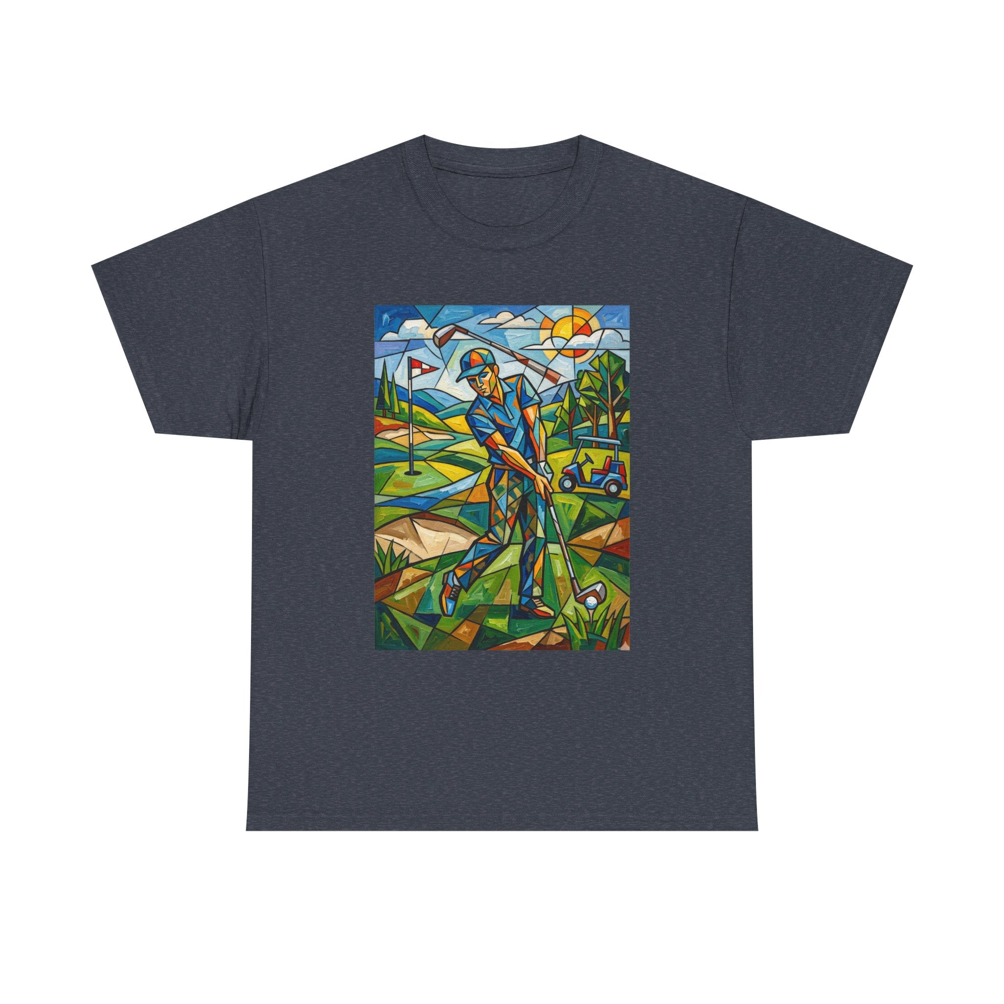 Golf Stained Glass Art Tee — Colorful Golfer Graphic T-Shirt