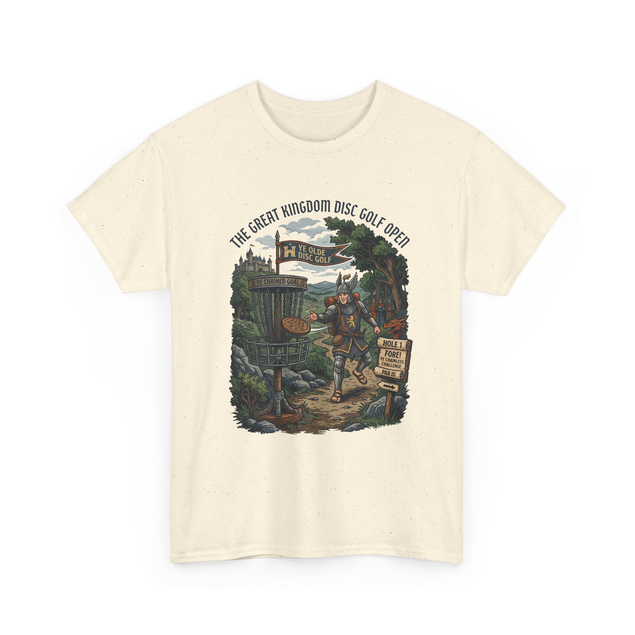 Medieval Disc Golf Adventure Tee — "The Great Kingdom Disc Golf Open" Graphic Shirt
